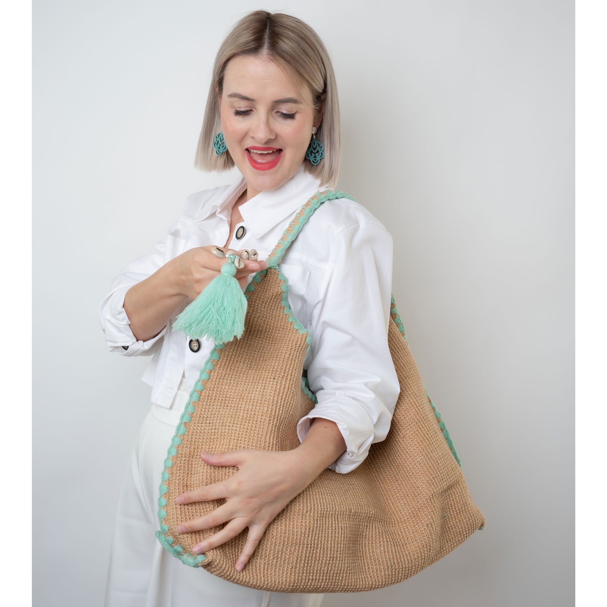 Beach Bucket Bag Alicia Aqua