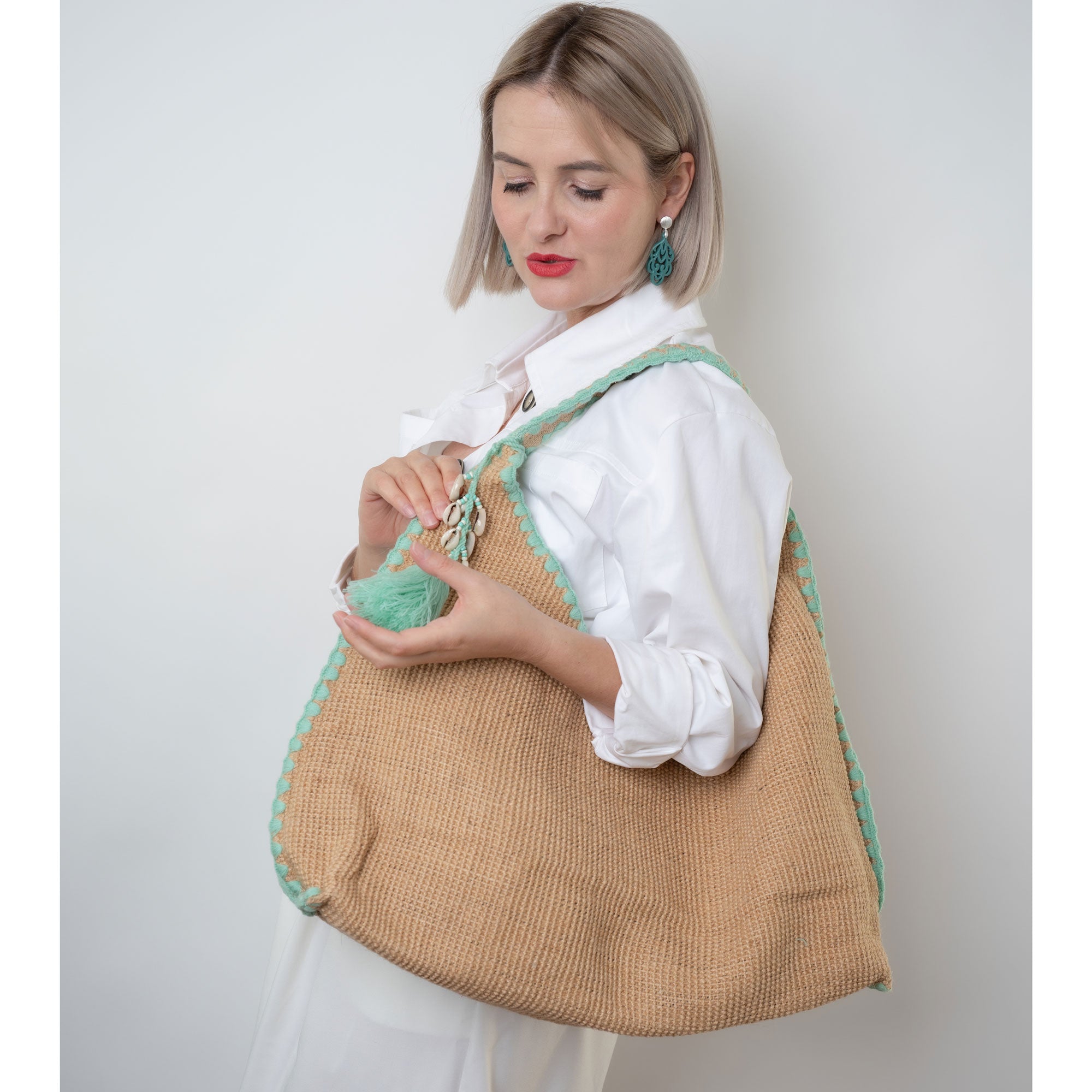 Beach Bucket Bag Alicia Aqua