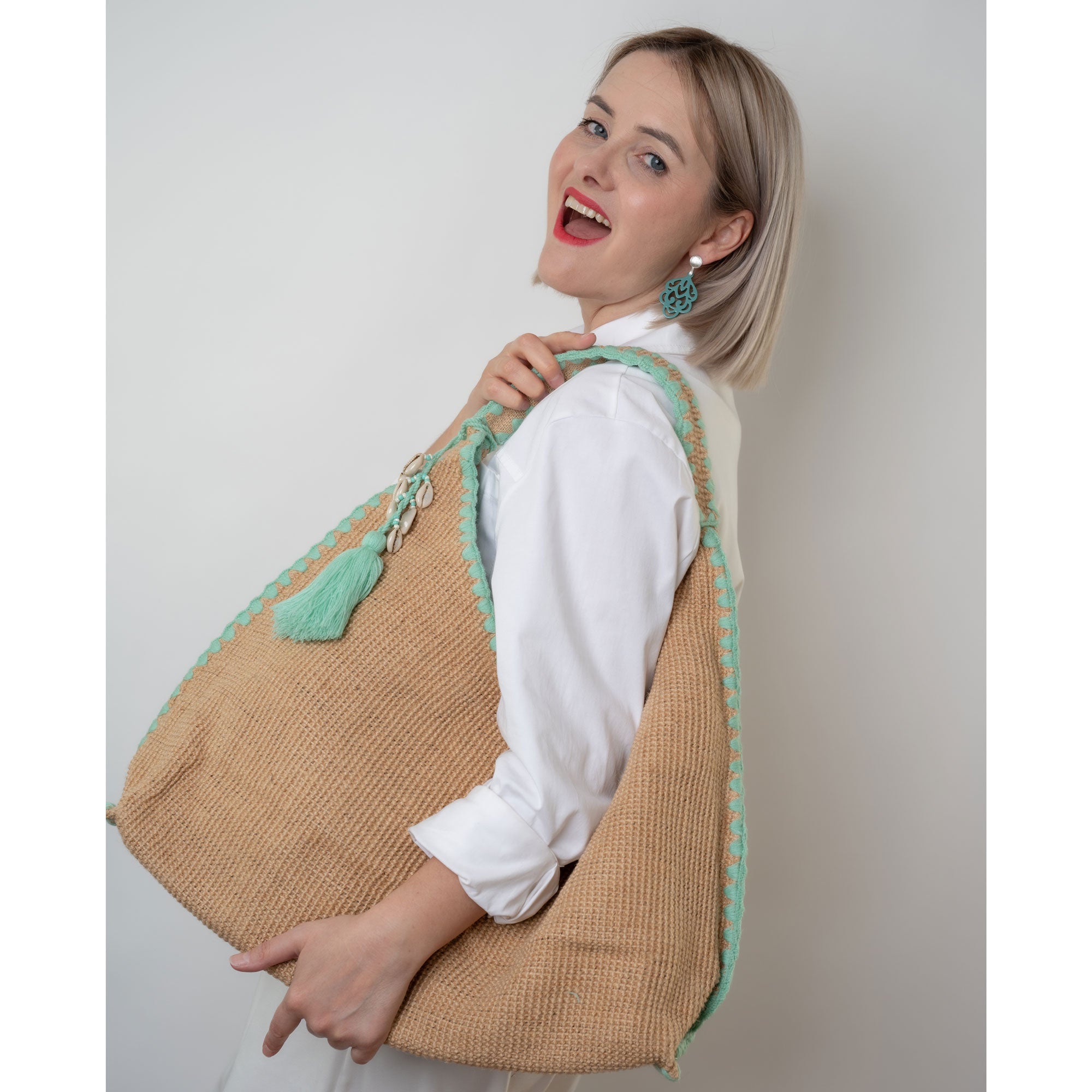 Beach Bucket Bag Alicia Aqua
