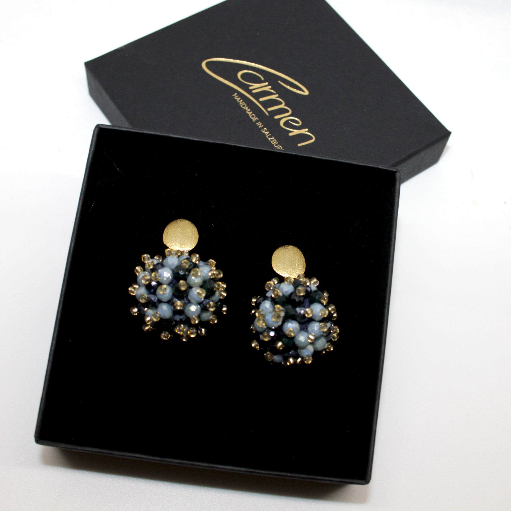Beerenohrring Grau Schwarz