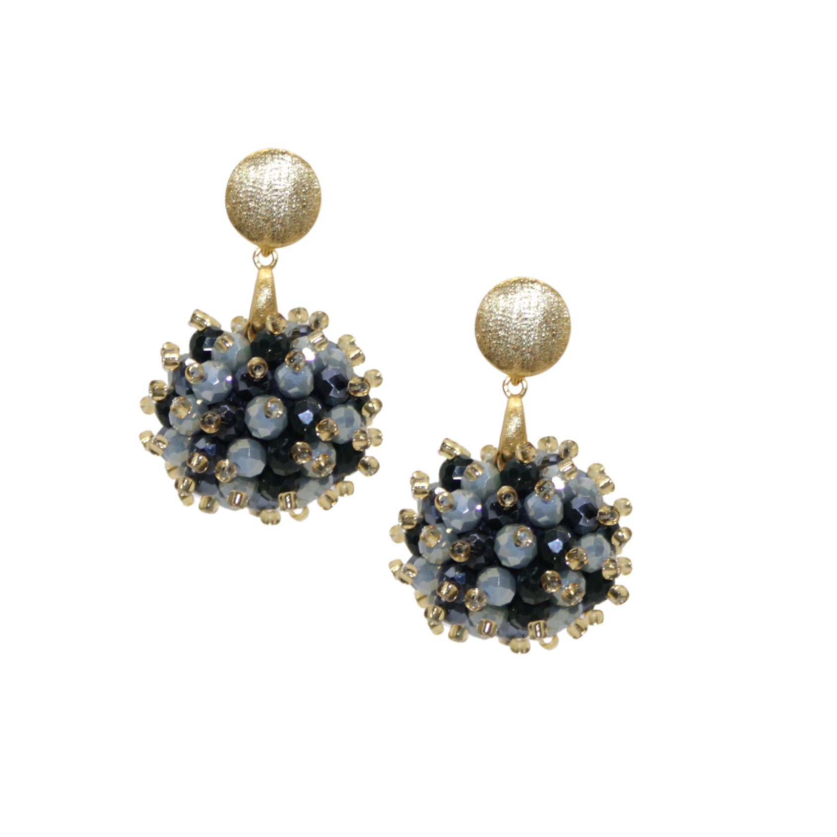 Beerenohrring Grau Schwarz