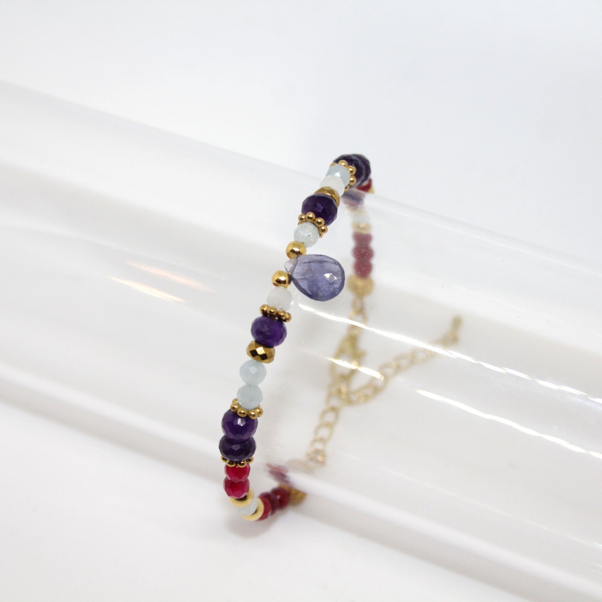 Edelsteinarmband Amethyst Achat handgefertigt in Österreich