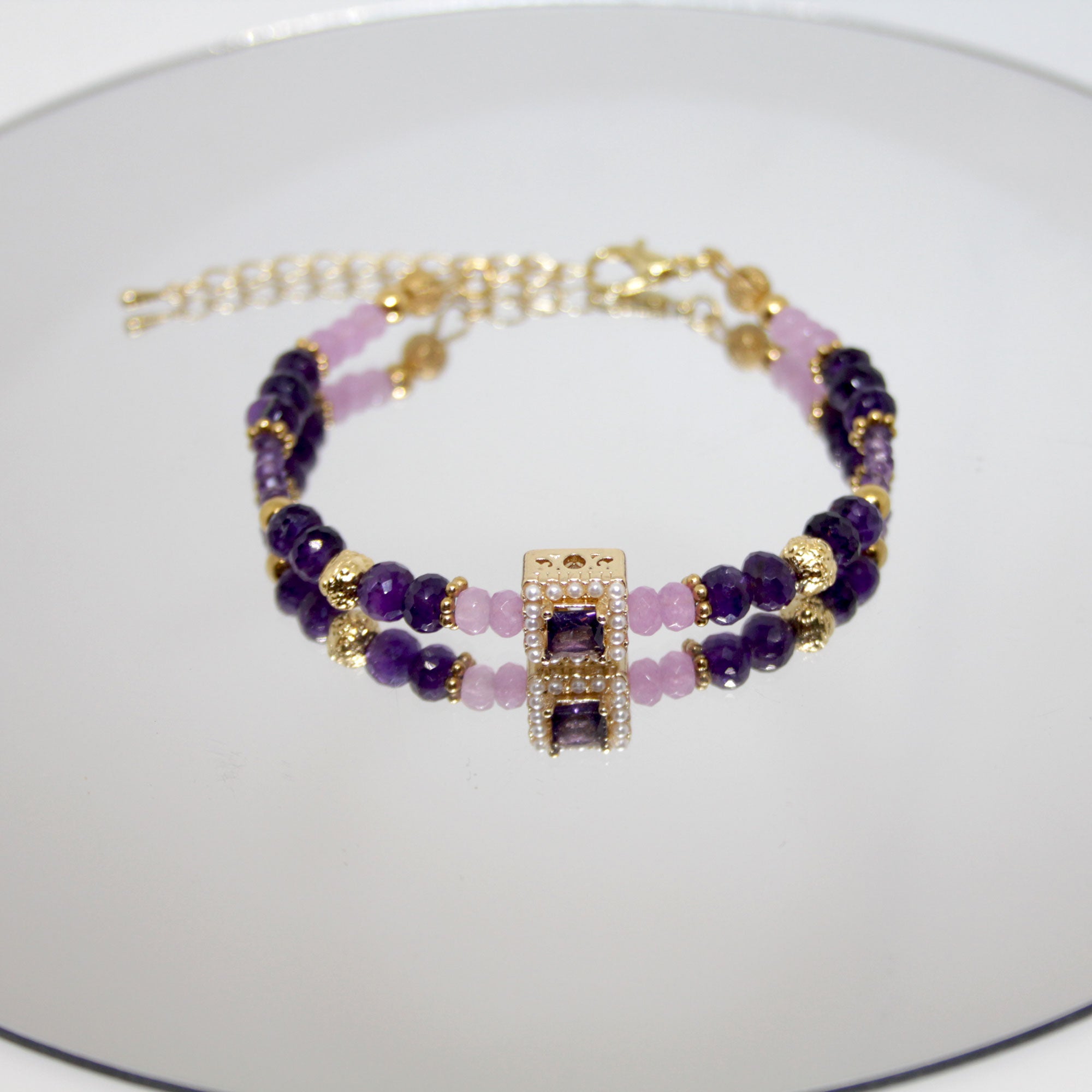 Edelsteinarmband Amethyst Ametrin handgefertigt in Österreich