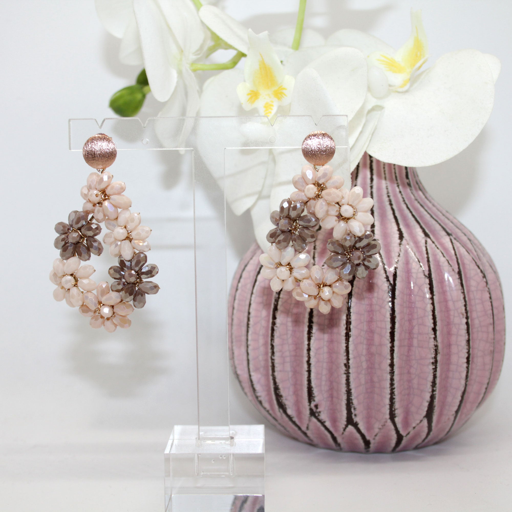 Flowerdrop Champagner Brown Ohrring