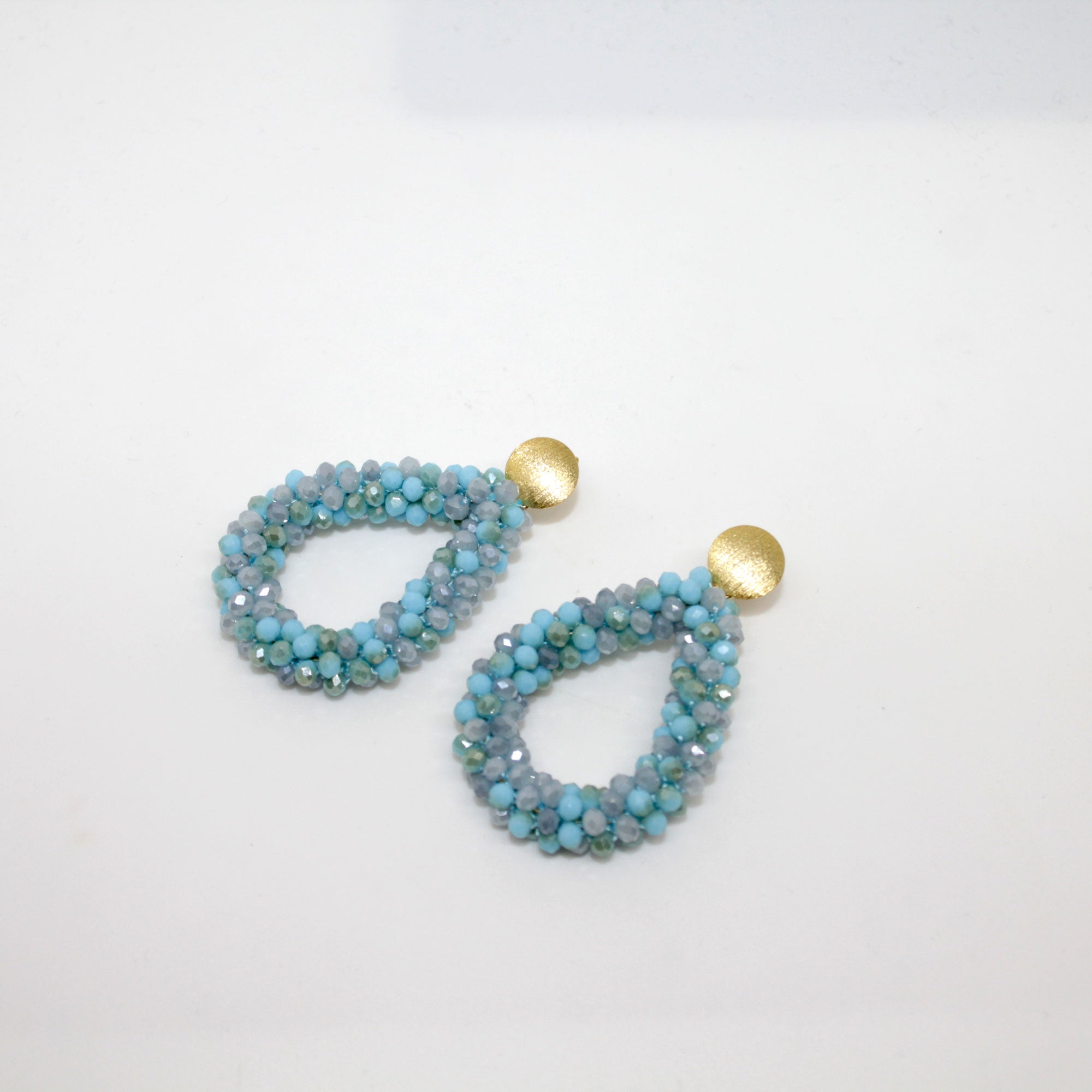 Glitzertropfen Blau Grau Ohrring