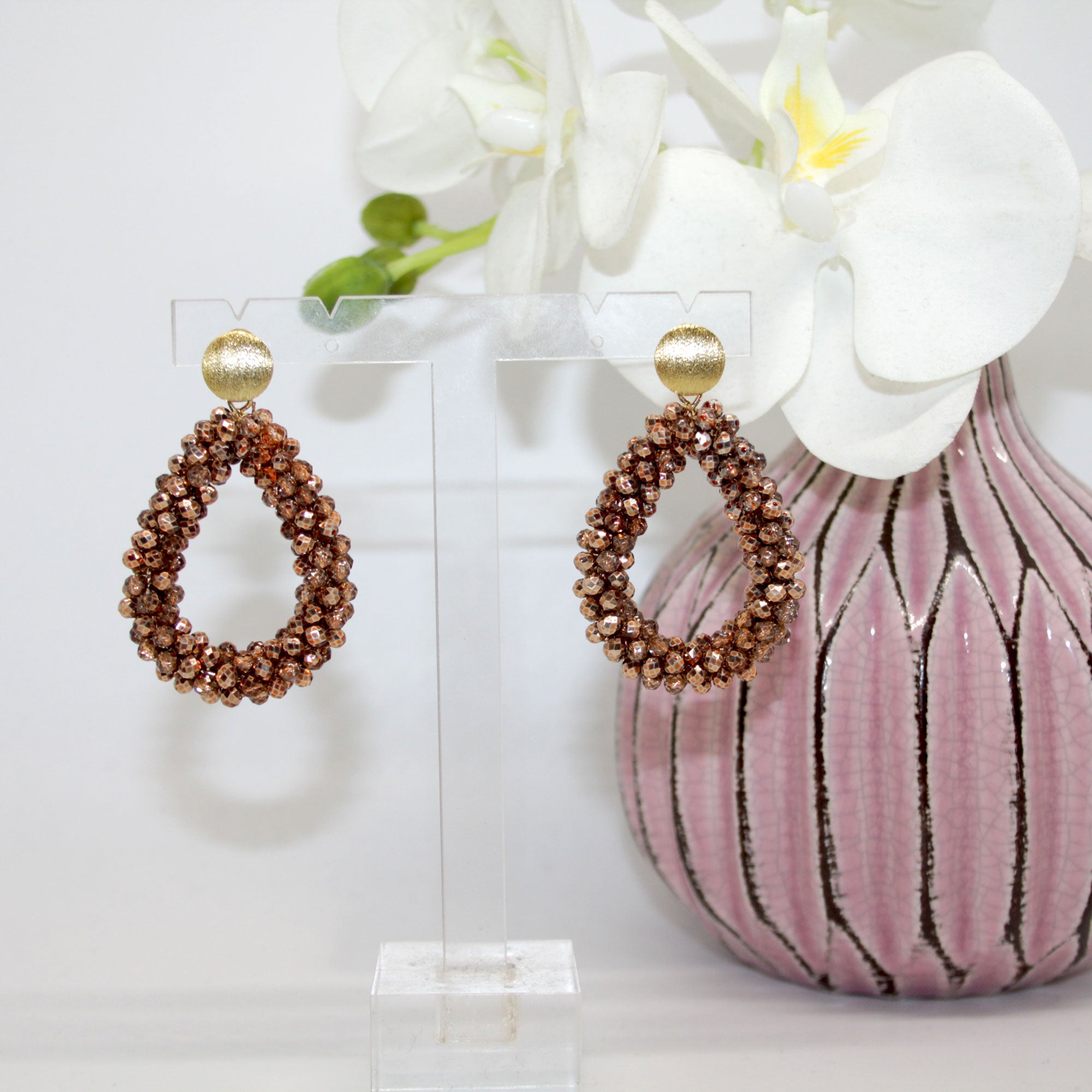 Glitzertropfen Bronze Ohrring