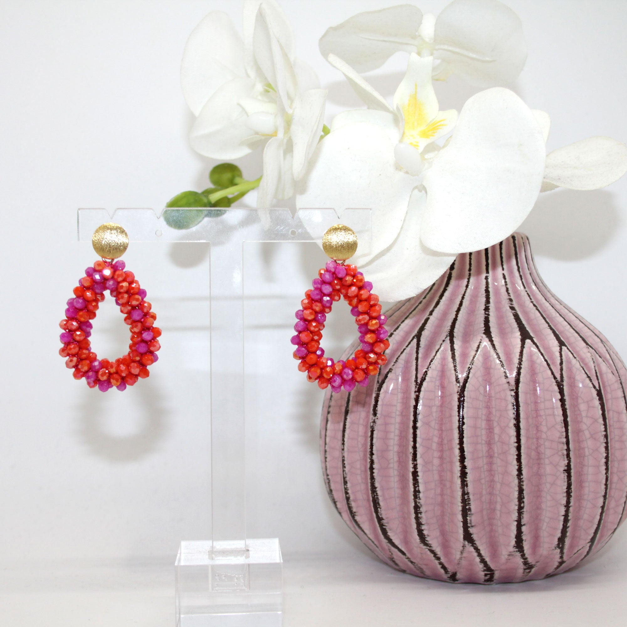 Glitzertropfen Mini Orange Pink Ohrring