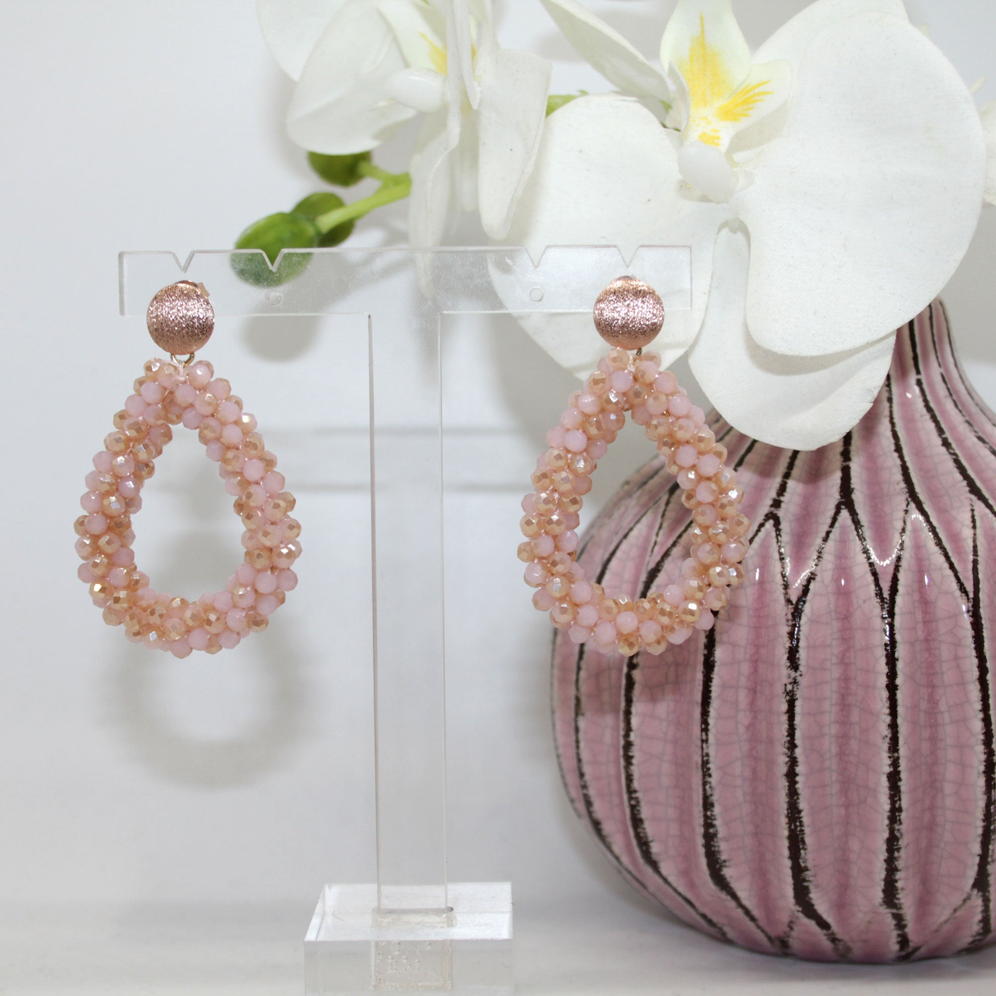Glitzertropfen Rosa Rosé Ohrring