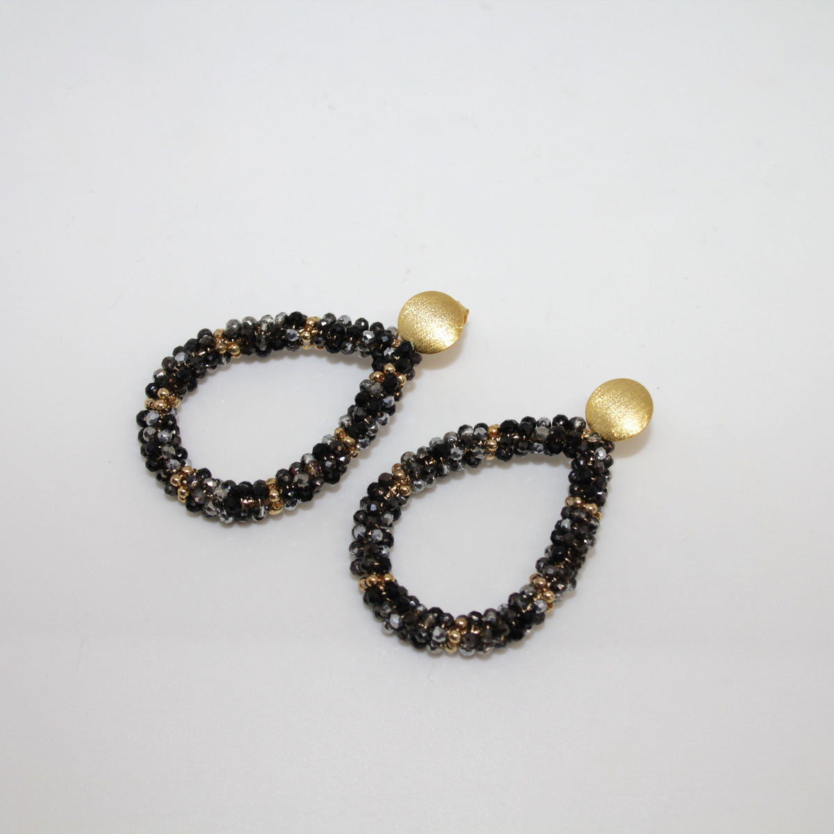 Glitzertropfen Grace Schwarz Gold Ohrring