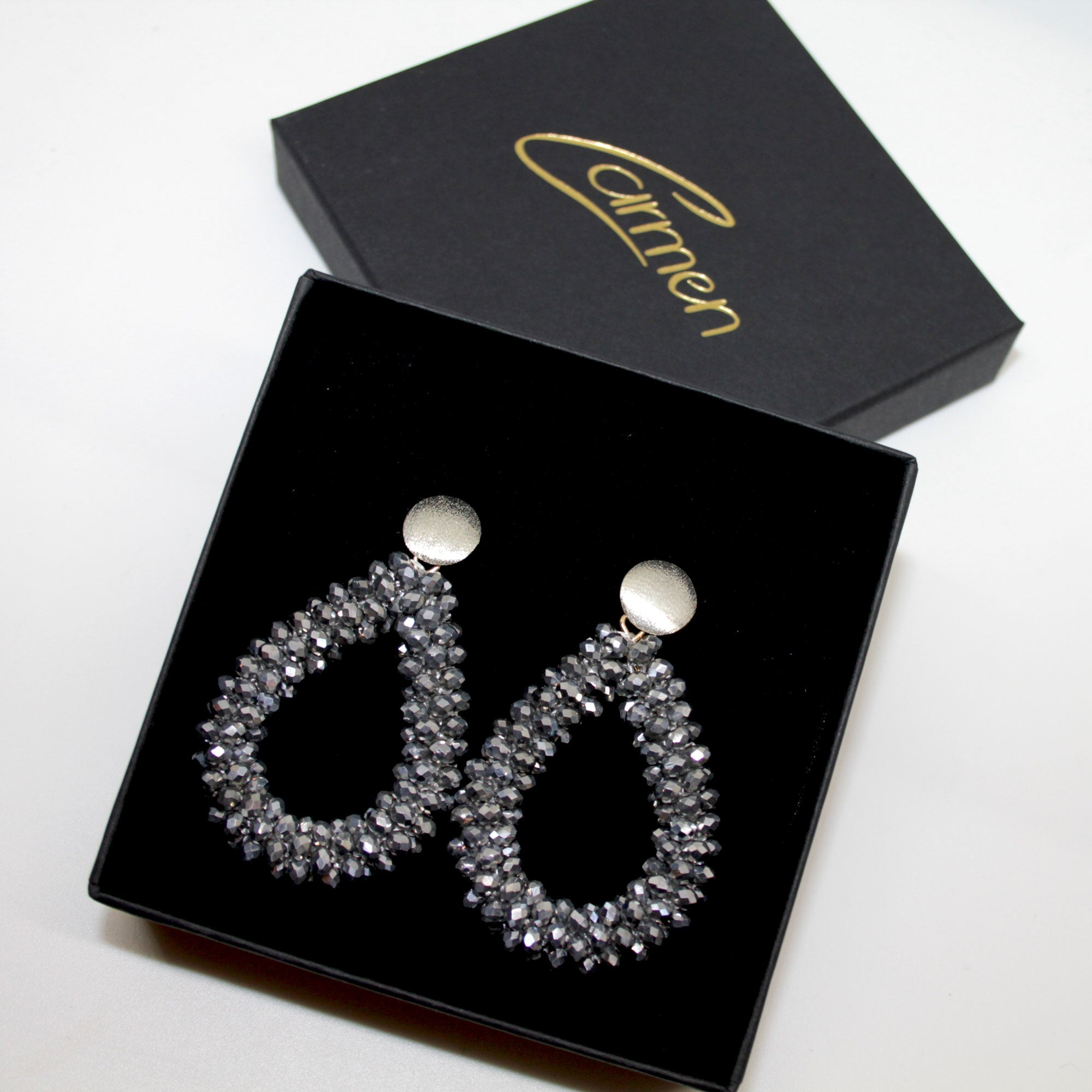 Glitzertropfen Silber Ohrring