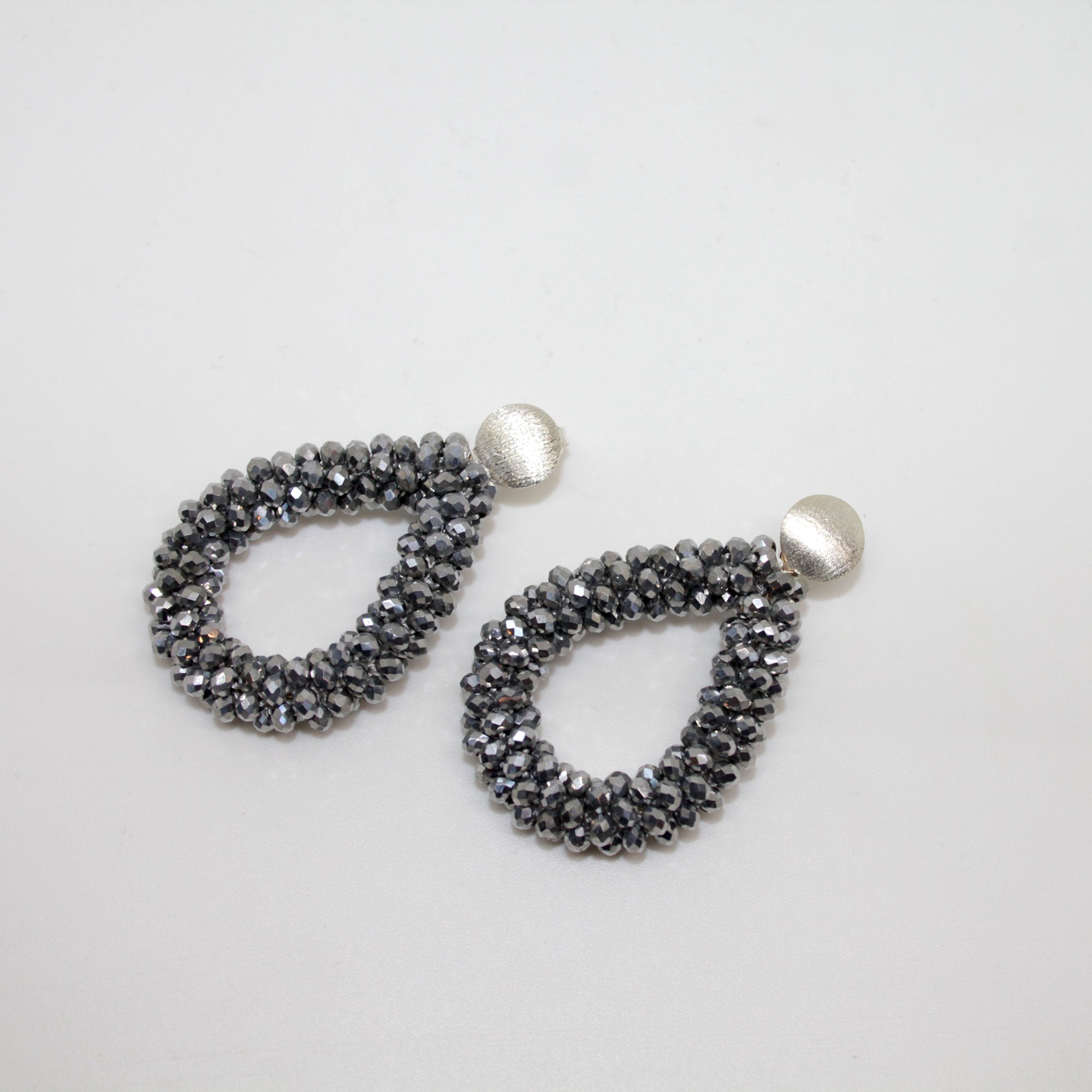 Glitzertropfen Silber Ohrring