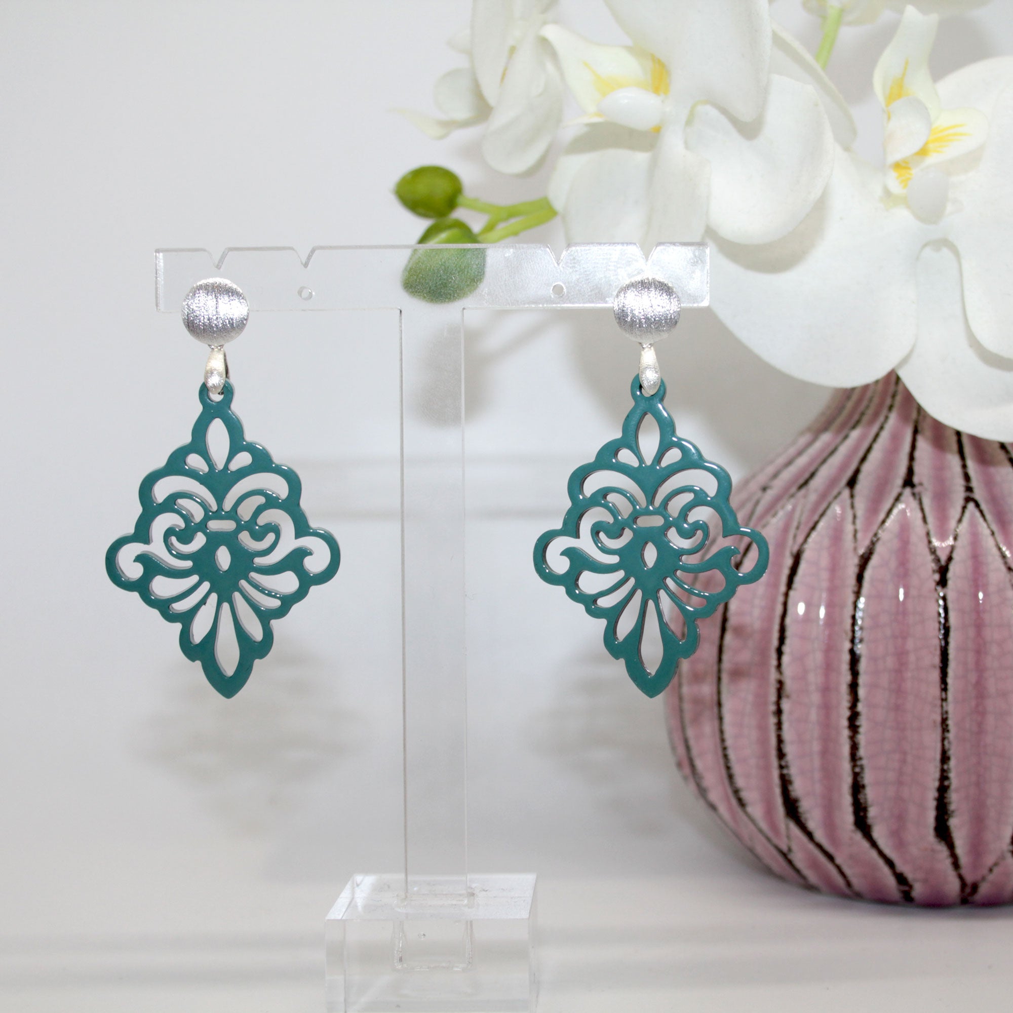 Velvet Türkisgrün Hornohrringe