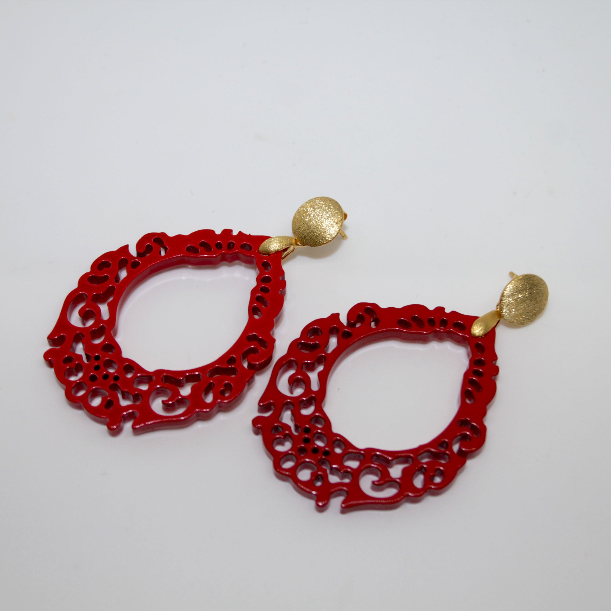 Hornohrring Blumentropfen Rot
