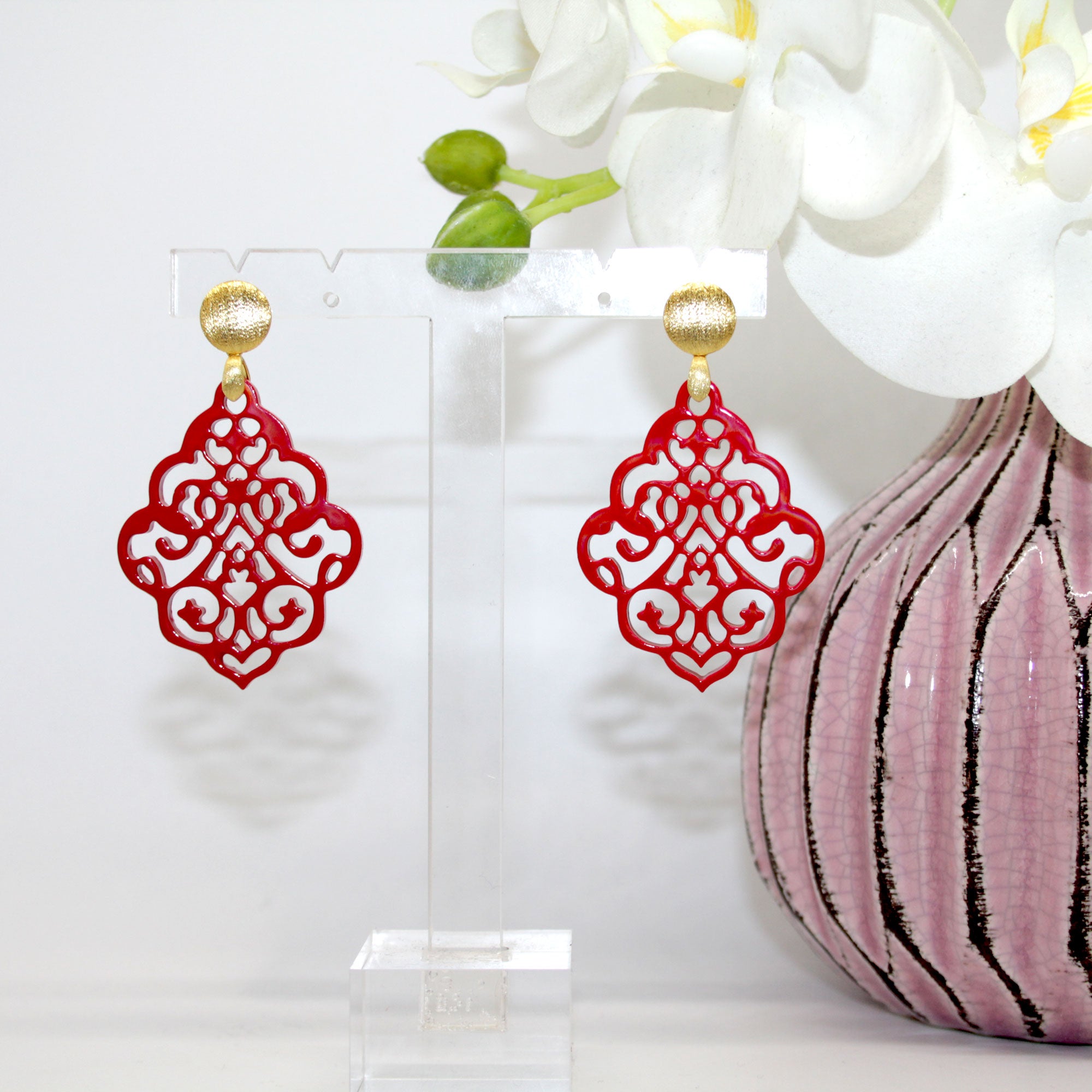 Jessy Rot Hornohrringe