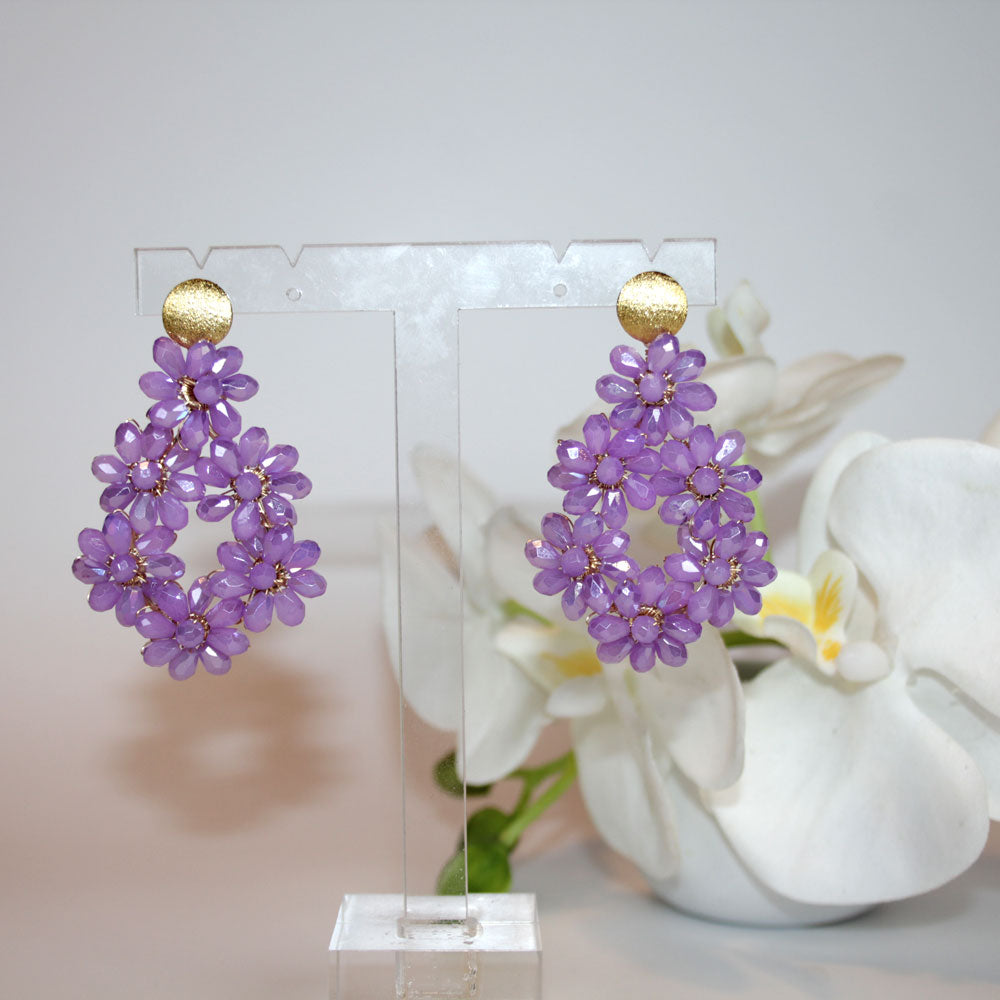 Flowerdrop lila Ohrring