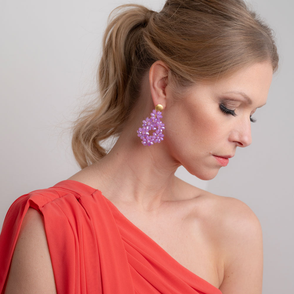 Flowerdrop lila Ohrring