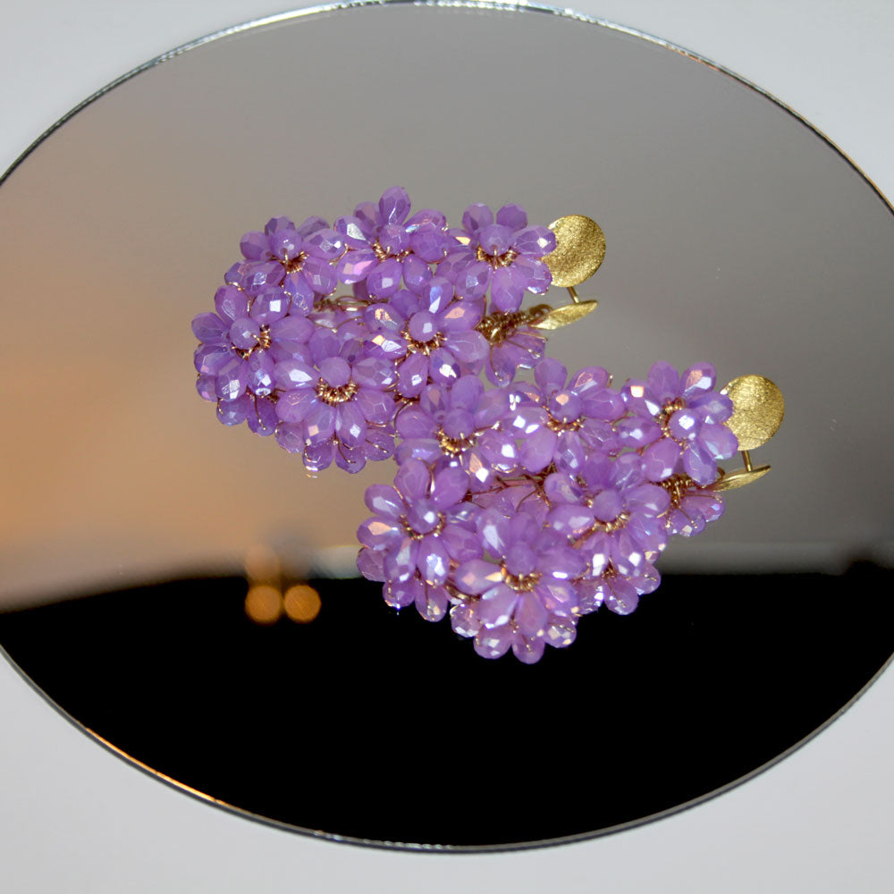 Flowerdrop lila Ohrring