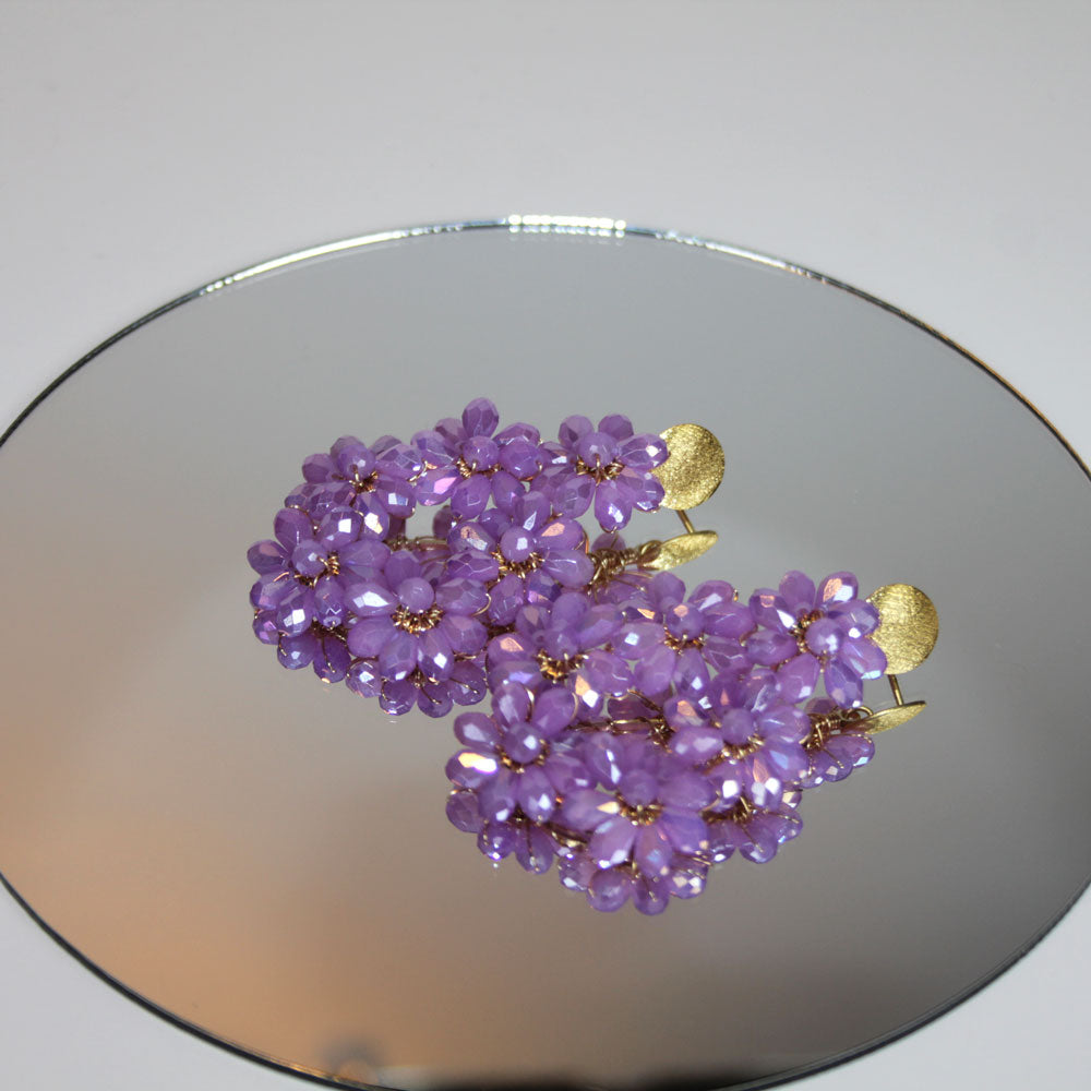 Flowerdrop lila Ohrring