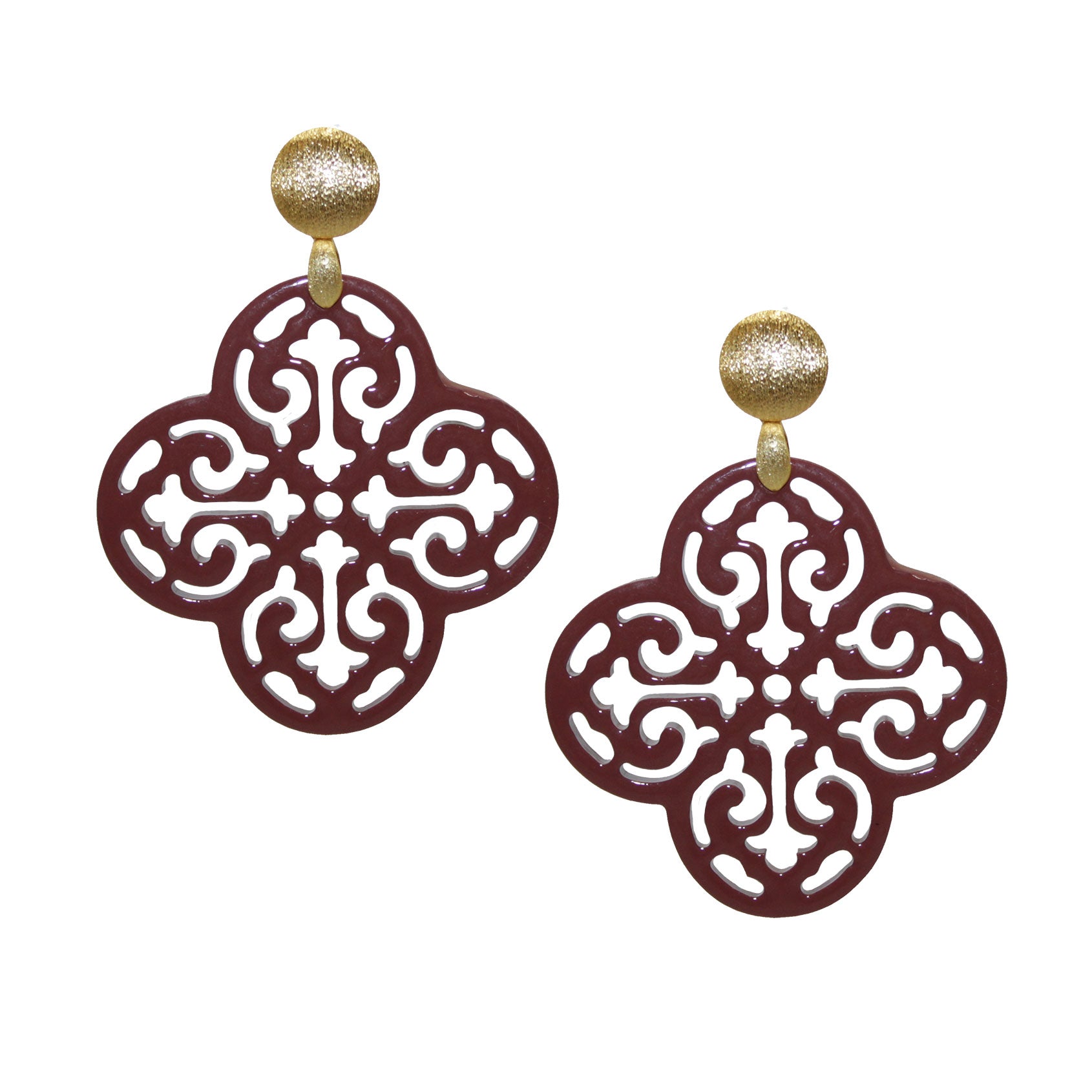 Lucky Clover Rostbraun Hornohrring