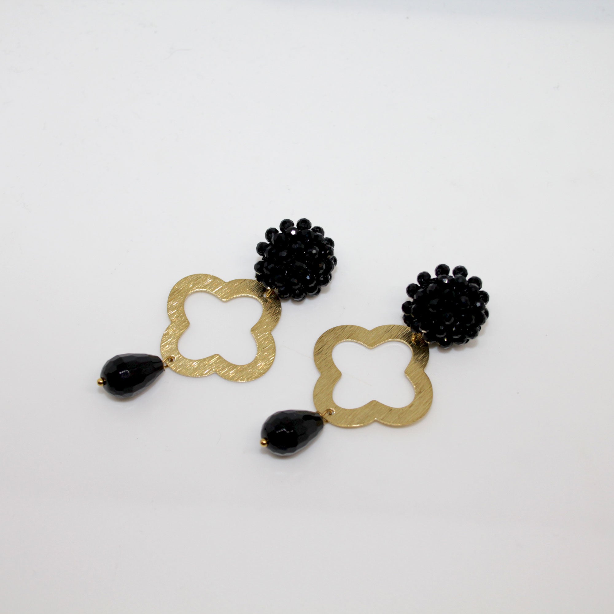 Lucky Clover Black Onyx Ohrring