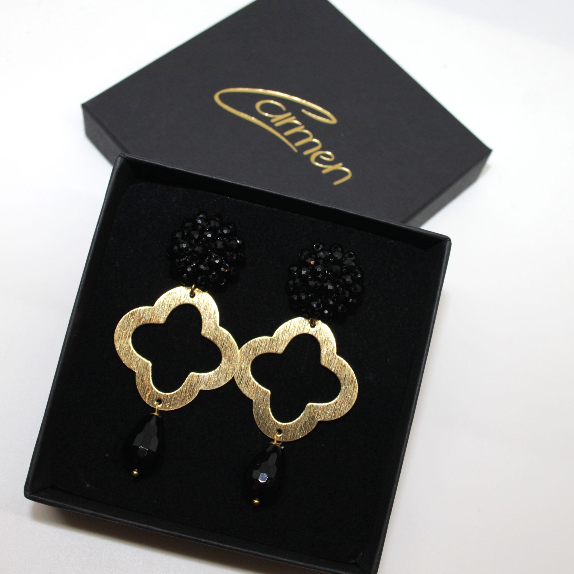 Lucky Clover Black Onyx Ohrring