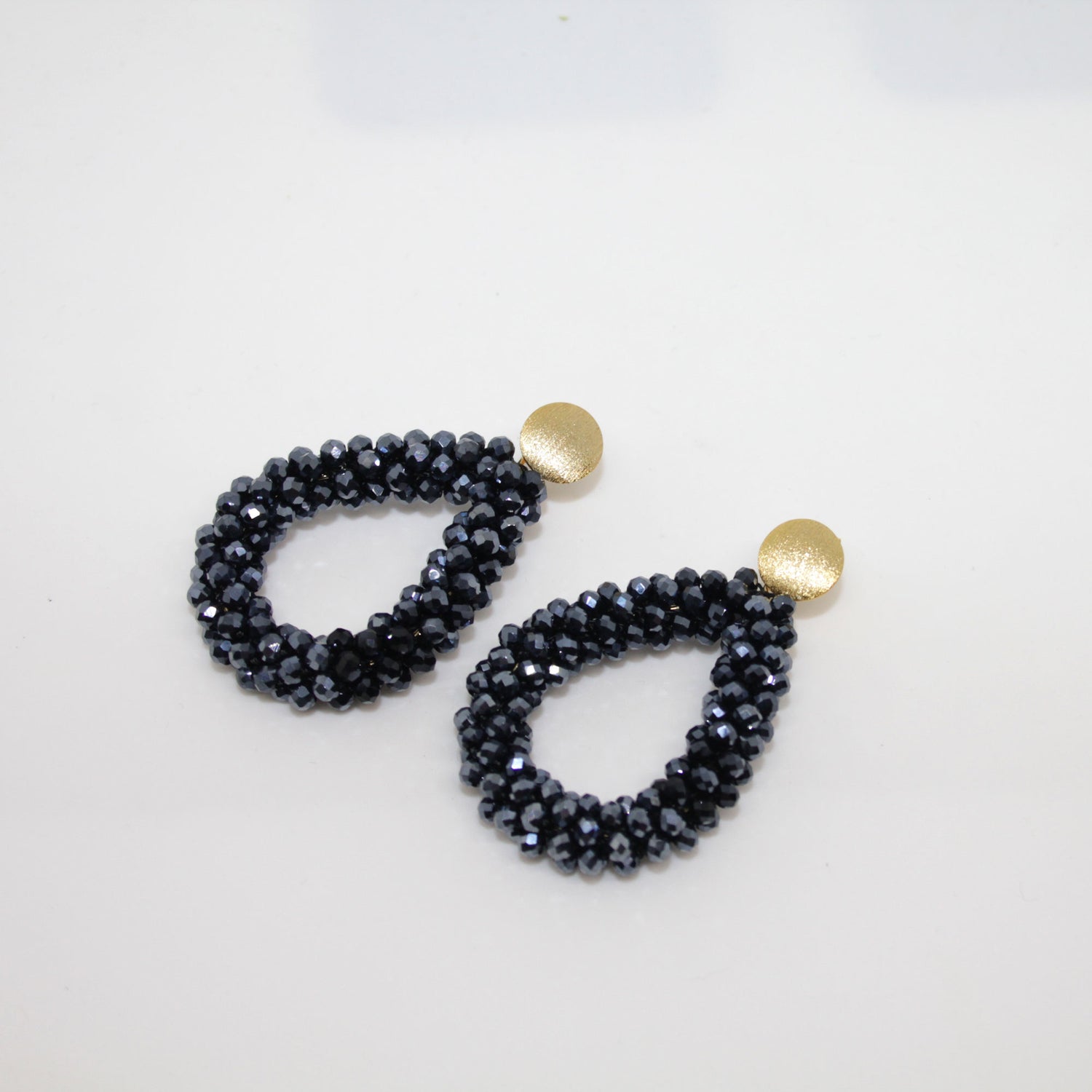 Glitzertropfen Hämatit Schwarz Ohrring