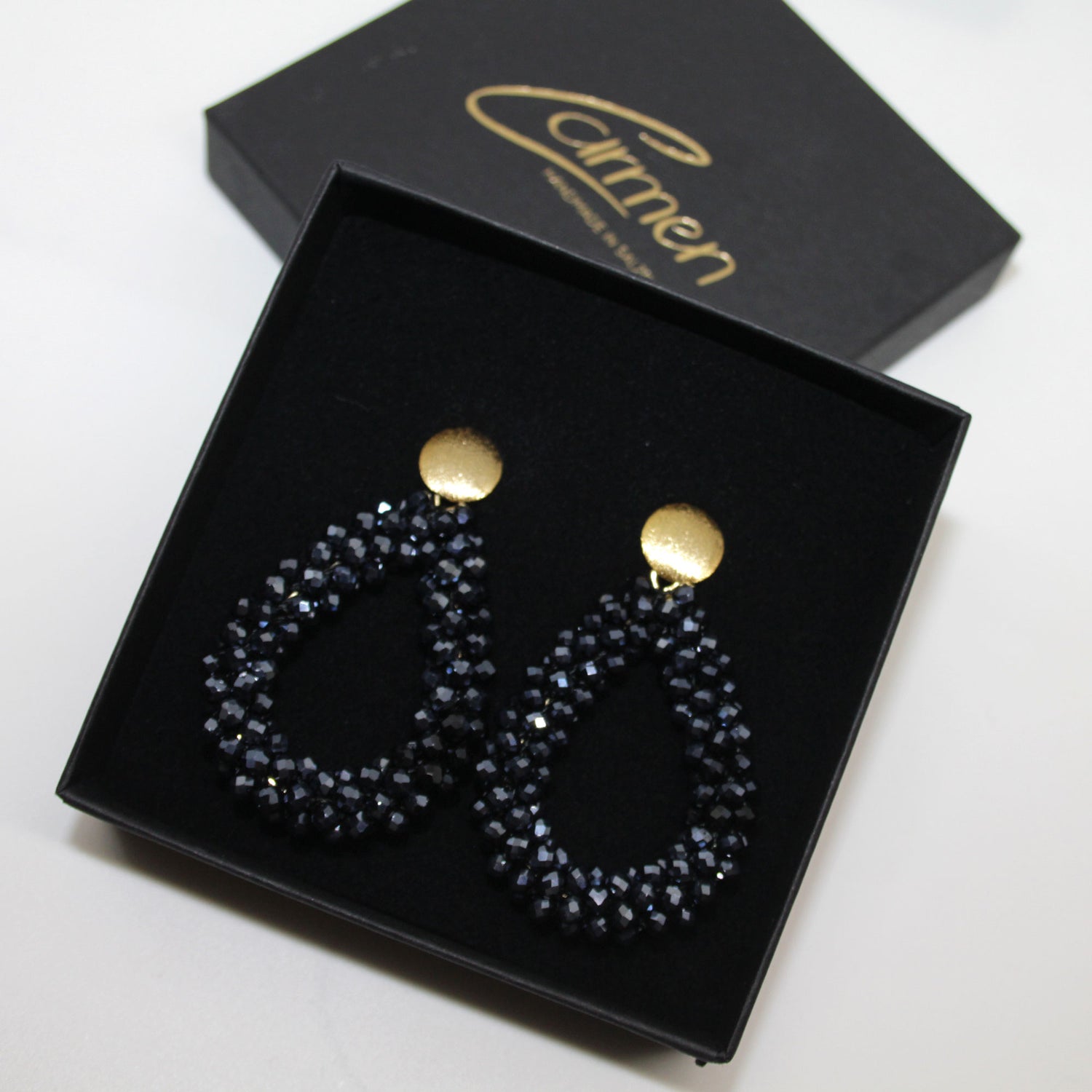 Glitzertropfen Hämatit Schwarz Ohrring