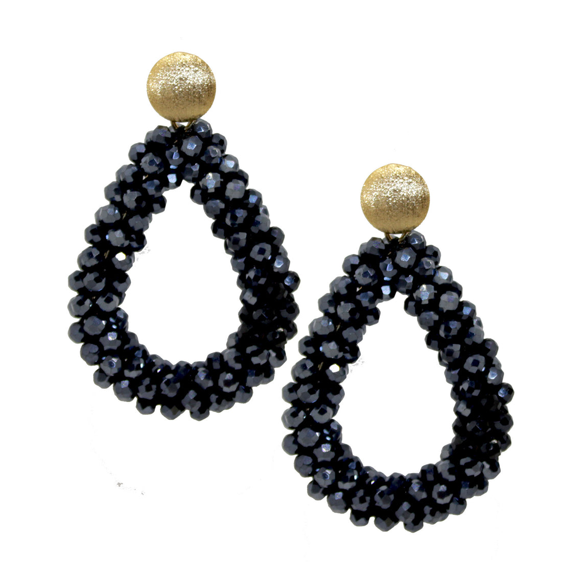 Glitzertropfen Hämatit Schwarz Ohrring