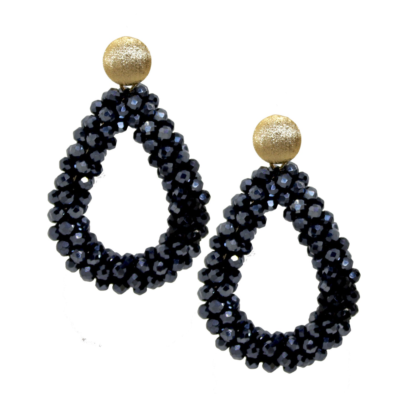 Glitzertropfen Hämatit Schwarz Ohrring