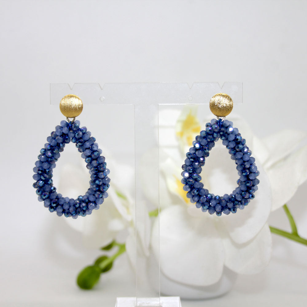 Glitzertropfen Blau Ohrring
