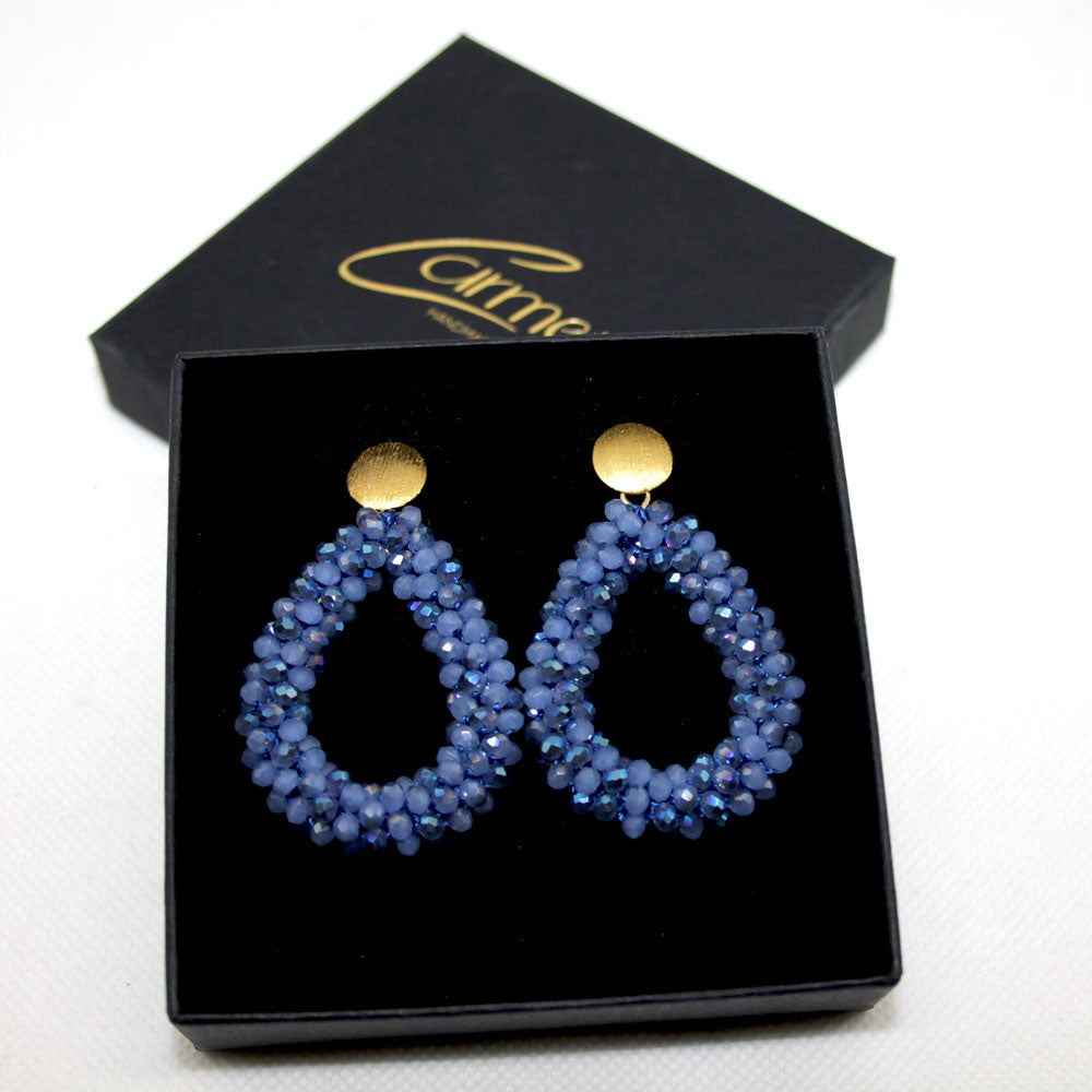 Glitzertropfen Blau Ohrring
