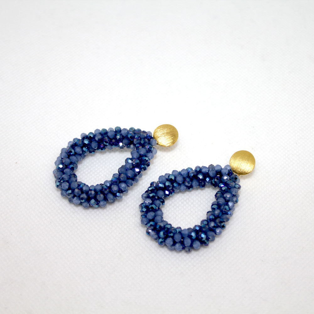 Glitzertropfen Blau Ohrring