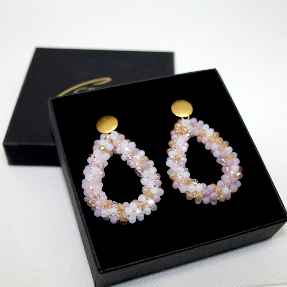 Glitzertropfen Rosa-Champagner Mixcolour Ohrring