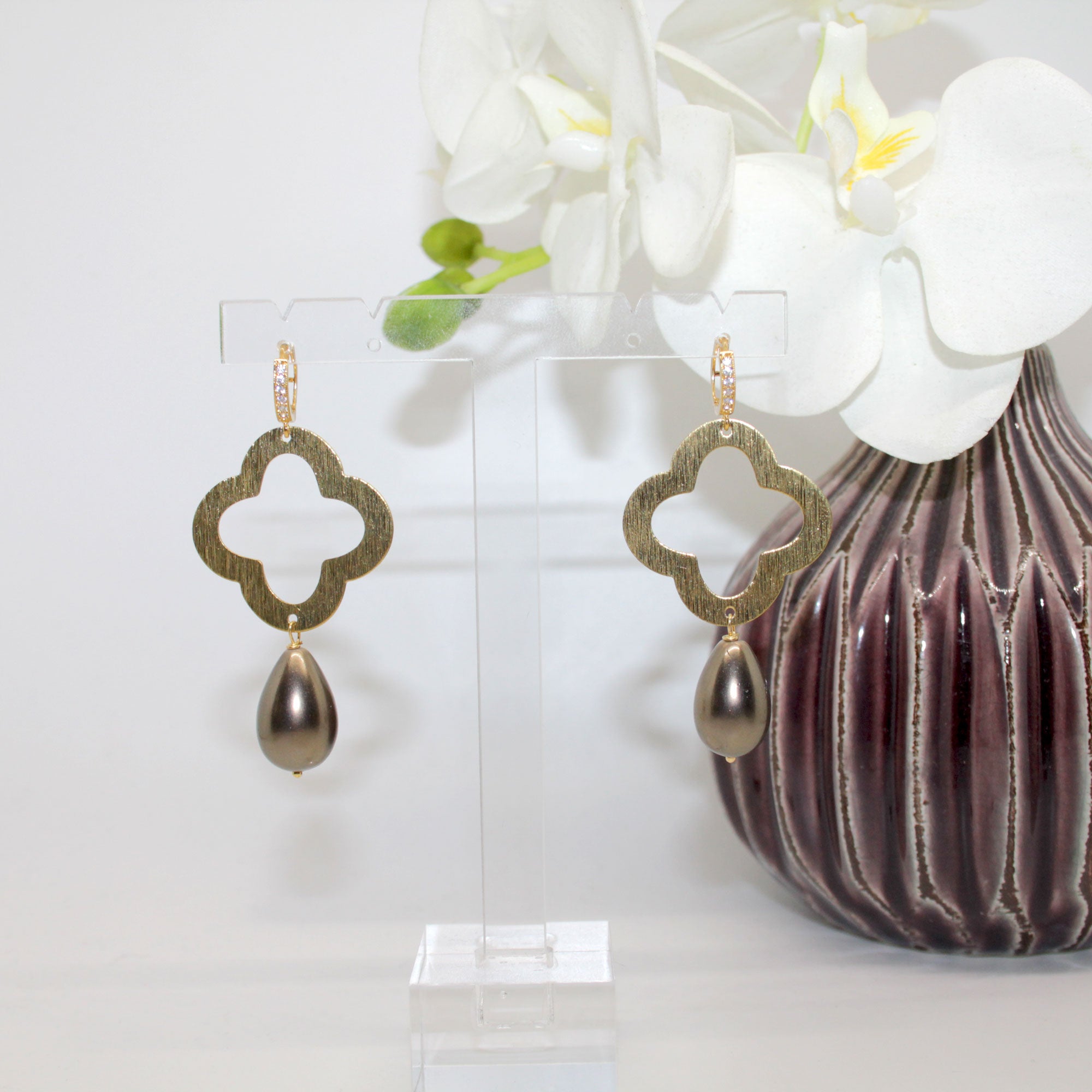 Muschelkern Clover Braun Ohrring
