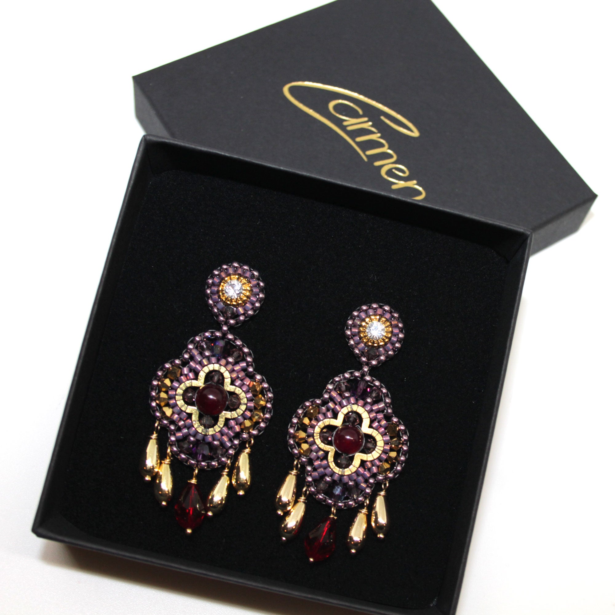 Shining Autumn Star Red Ohrring