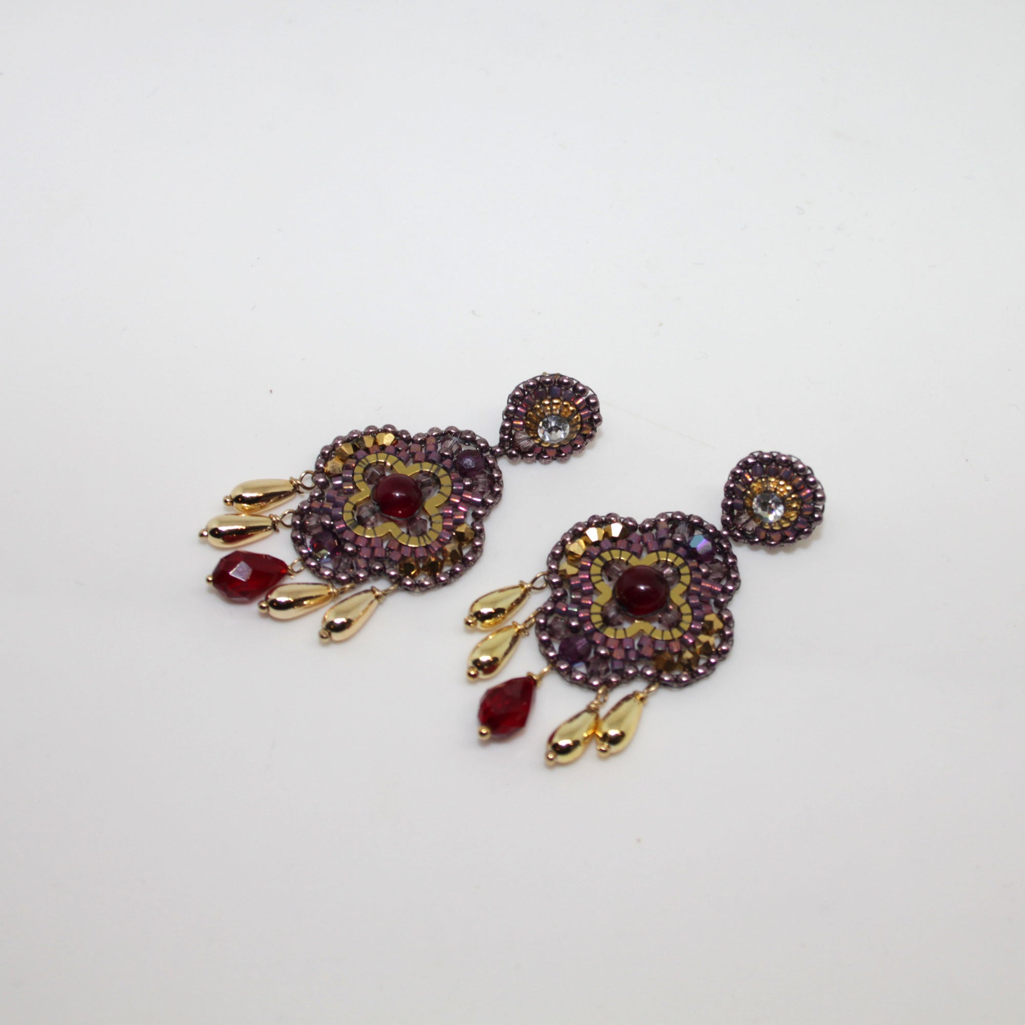 Shining Autumn Star Red Ohrring