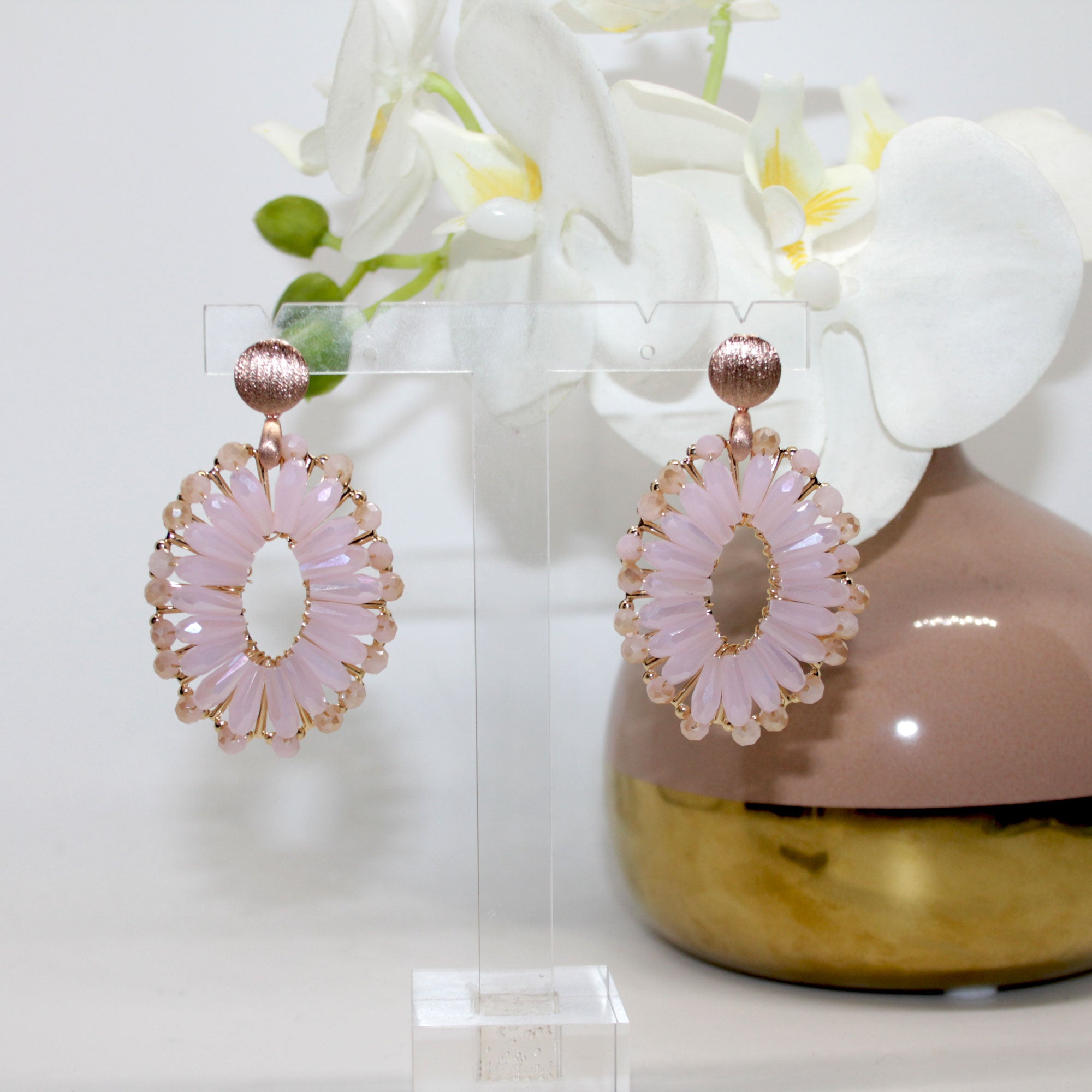 Flowerstar Oval Rosa Ohrring