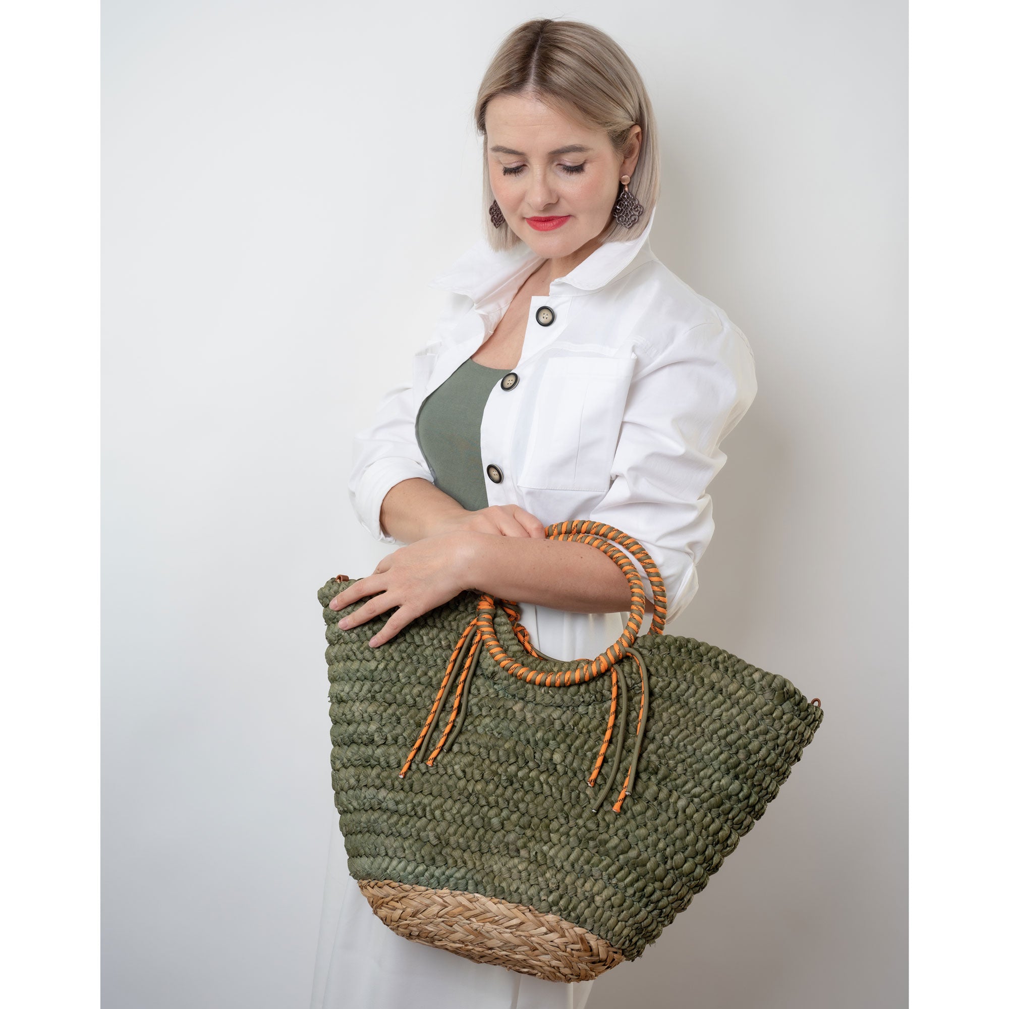 Basket Beach Bag Emma Olive