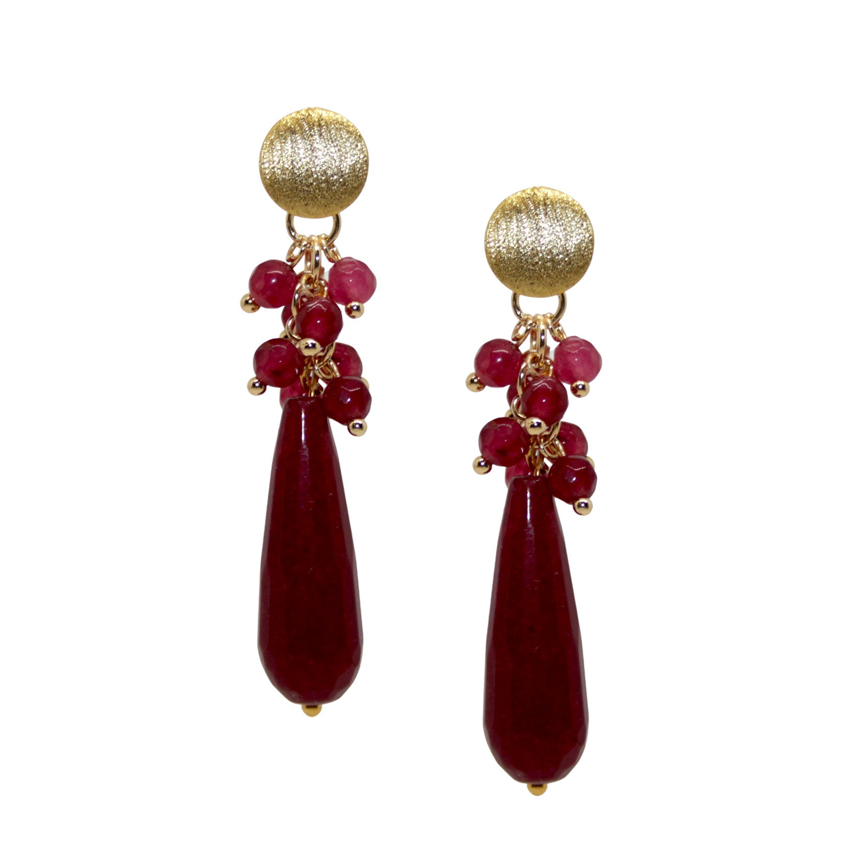 Variety Star Jade Burgundy Ohrring handgefertigt