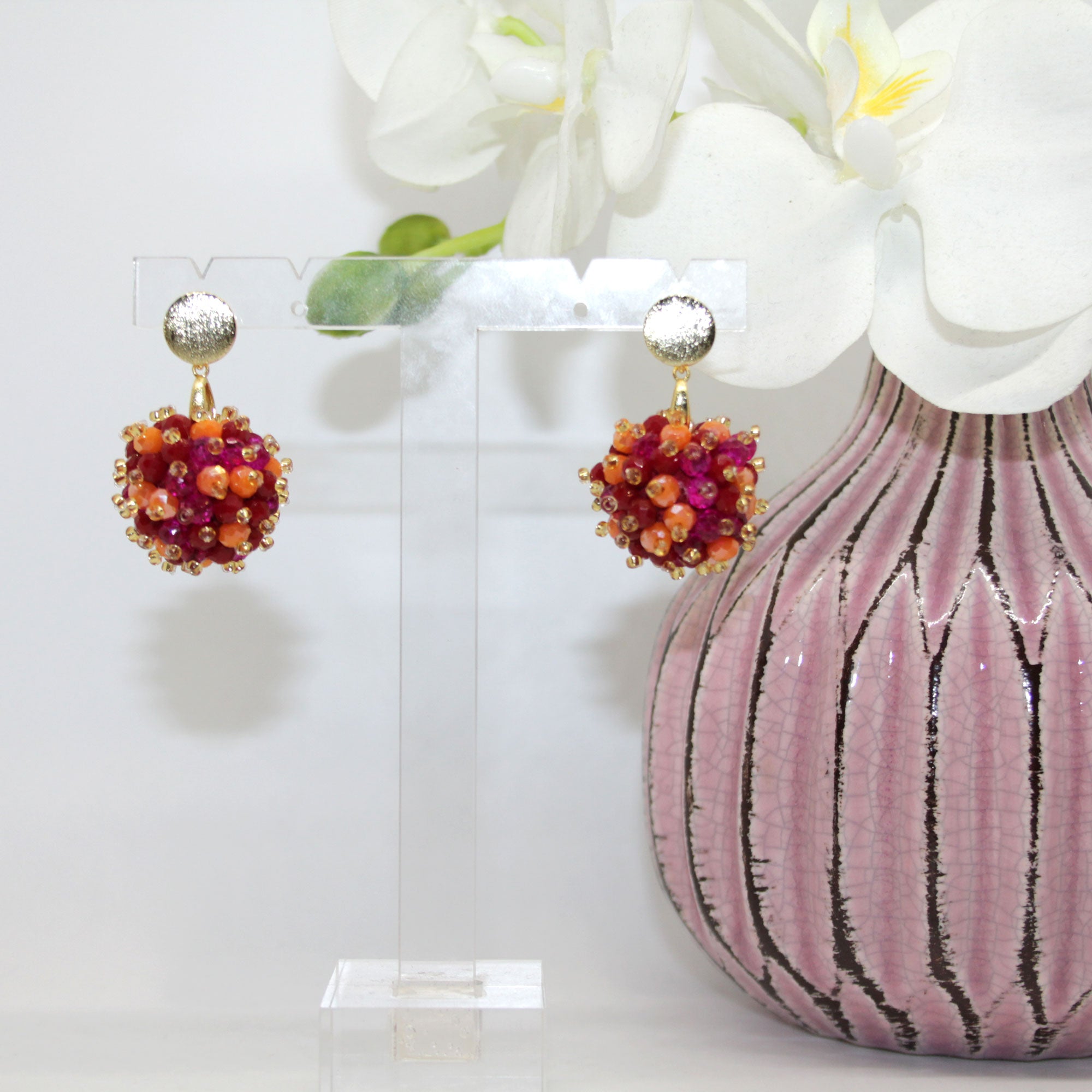 Beerenohrring Orange-Pink