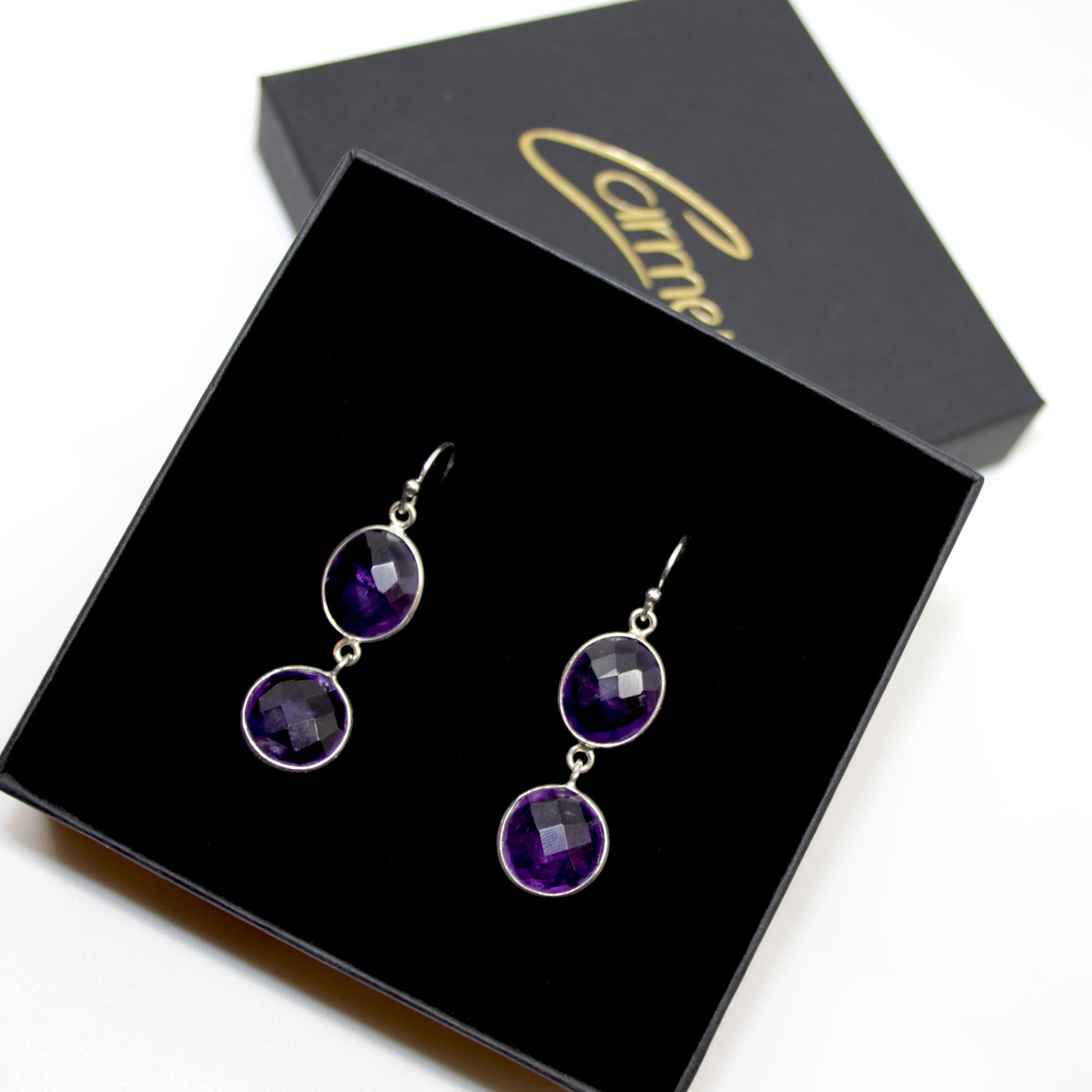 Double Amethyst Ohrring