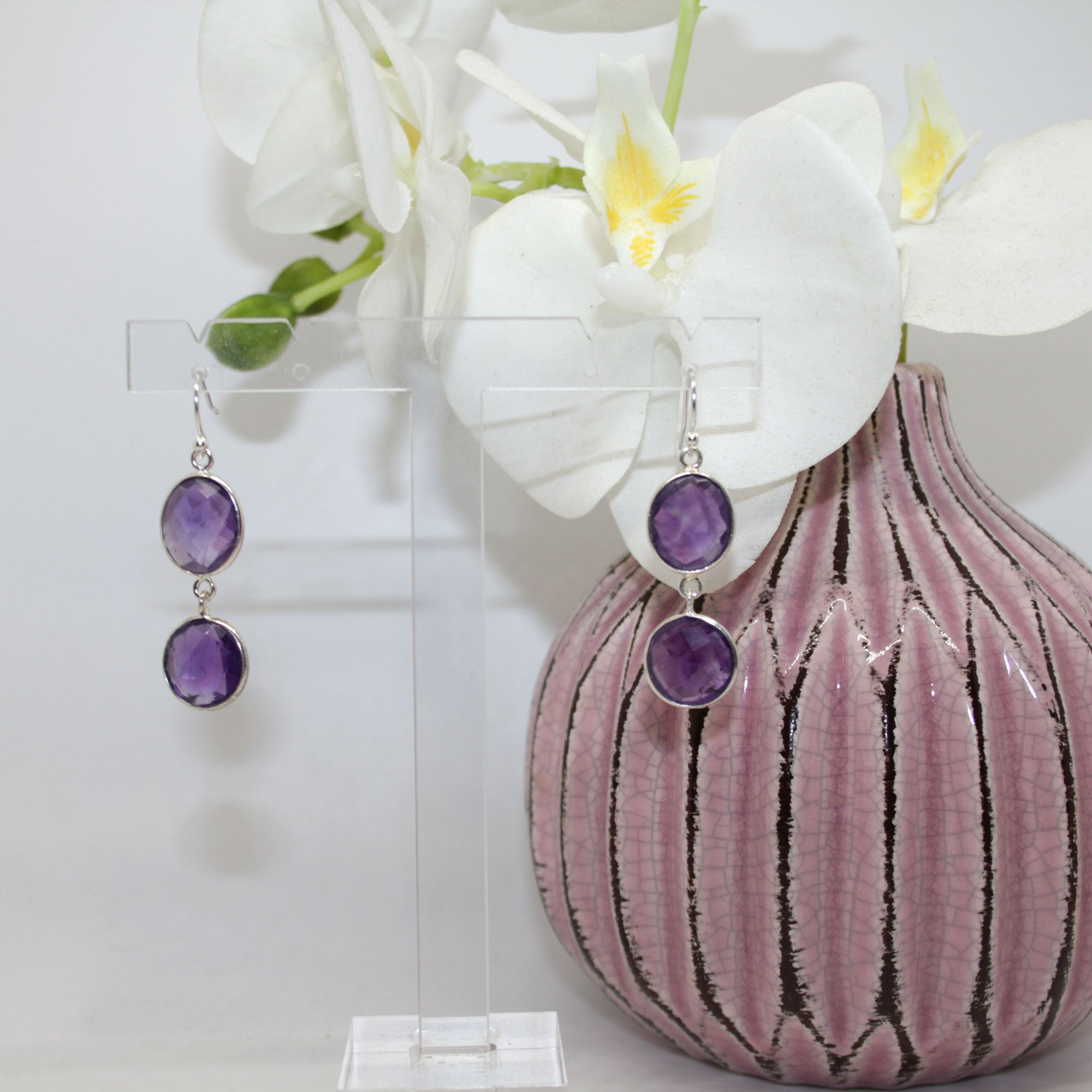 Double Amethyst Ohrring