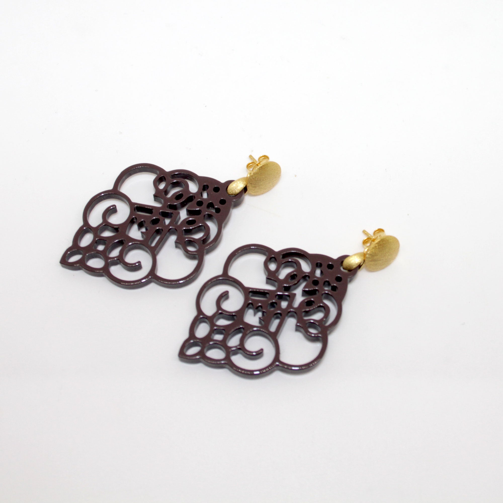 Hornohrringe elegante Lilie Braun