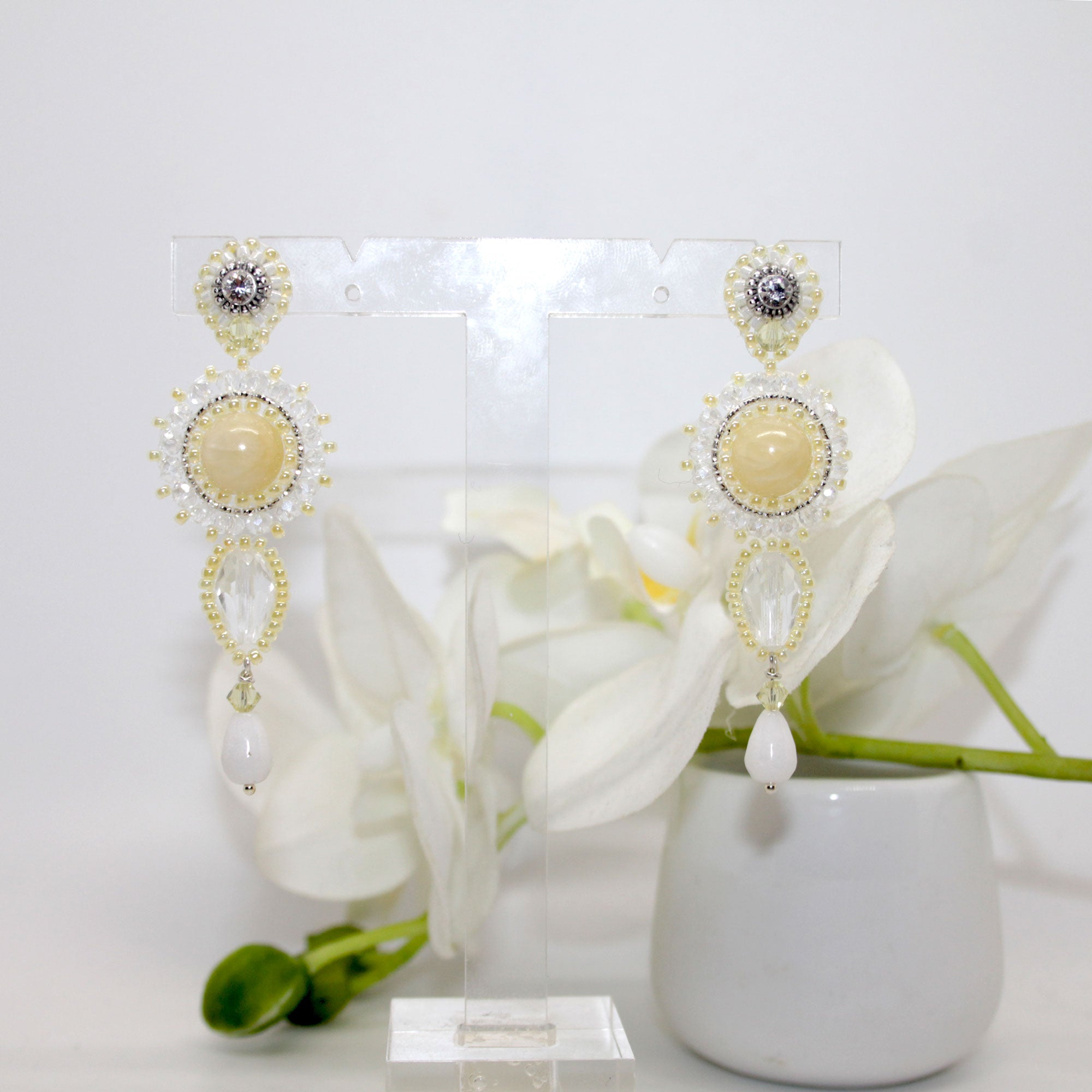 Yellow Sunshine Jade Ohrring
