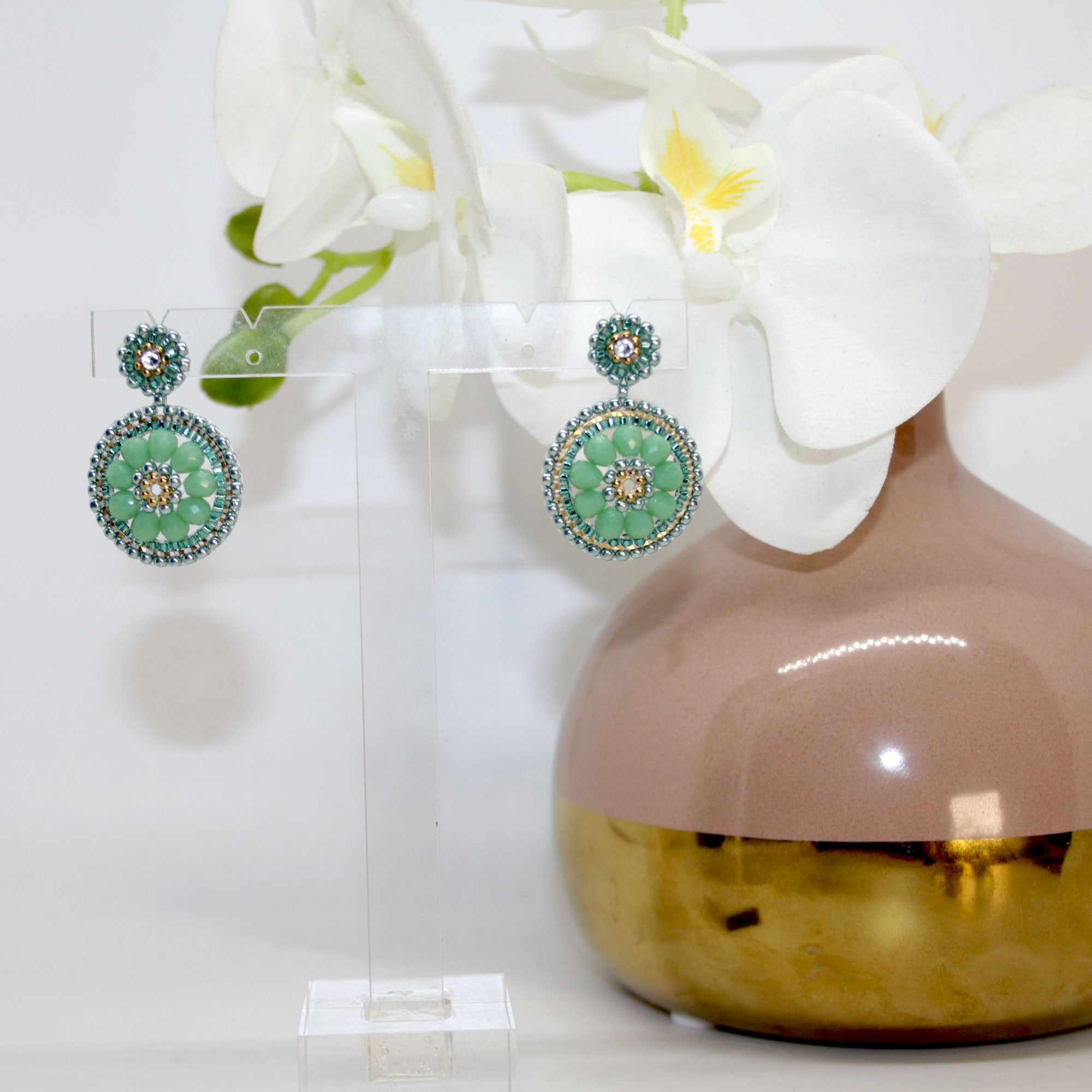 Flower Power Grün Ohrring