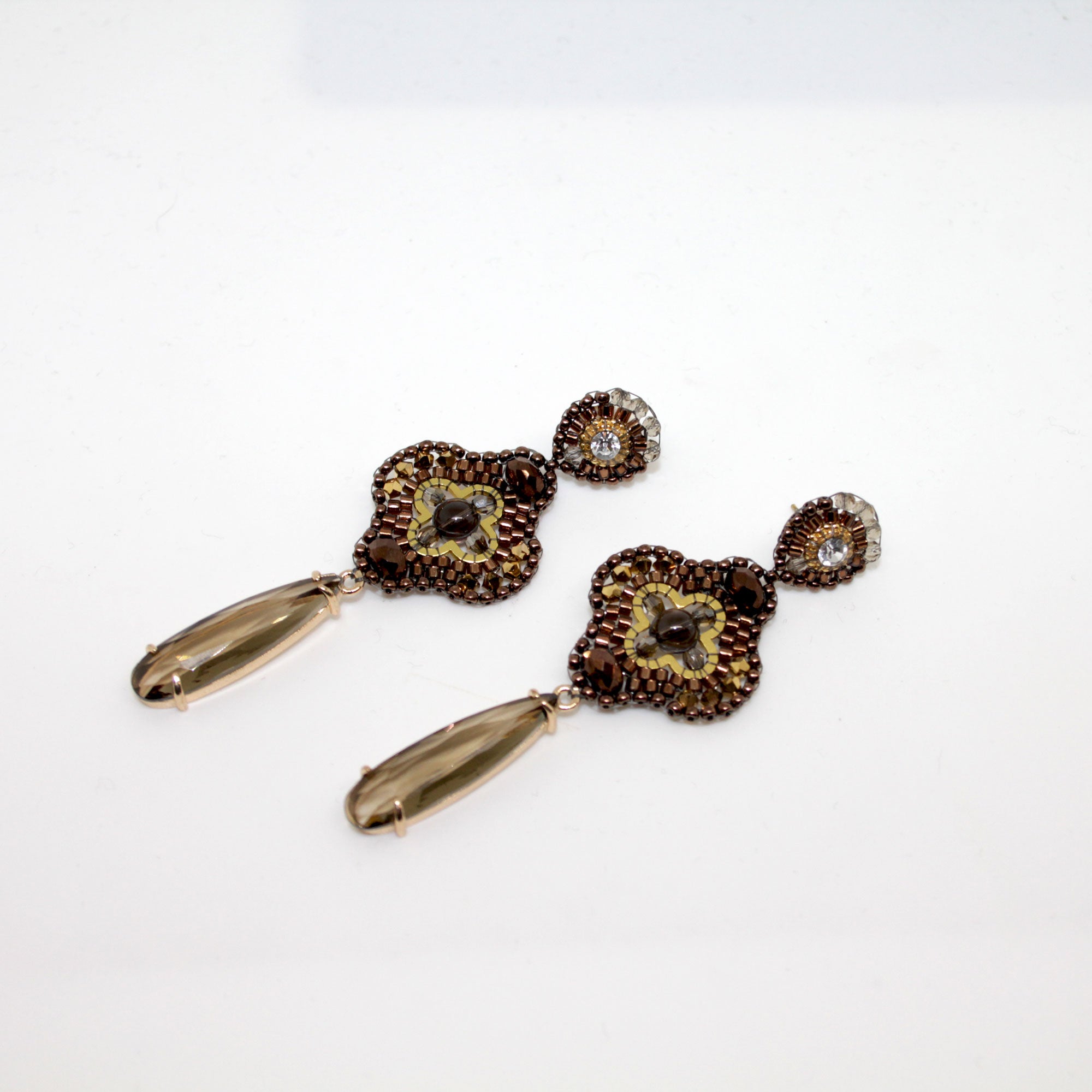 Lucky clover crystal Bronze Choco handgefertigt