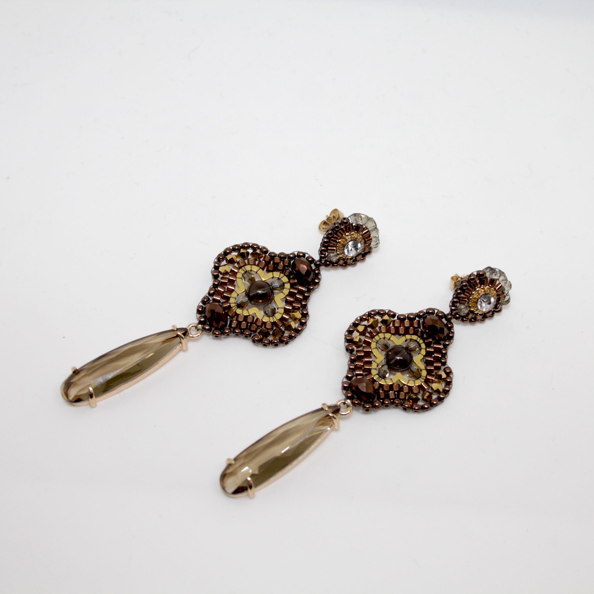 Lucky clover crystal Bronze Choco handgefertigt
