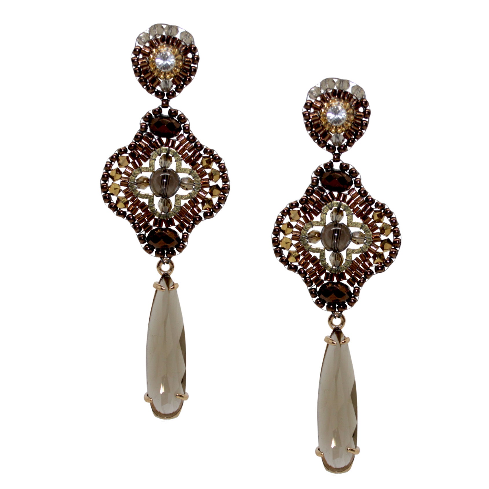 Lucky clover crystal Bronze Choco handgefertigt