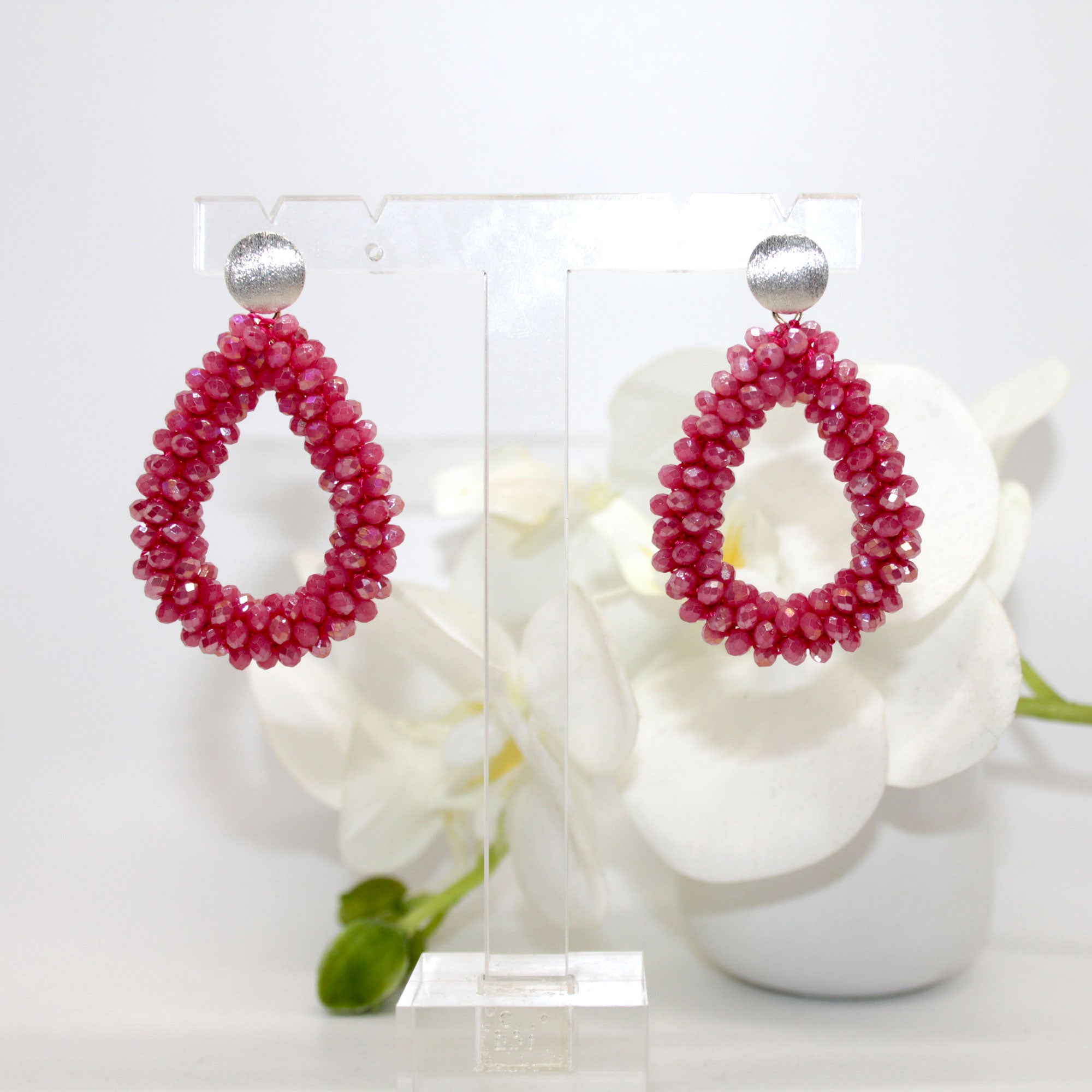 Glitzertropfen Rose Red Ohrring