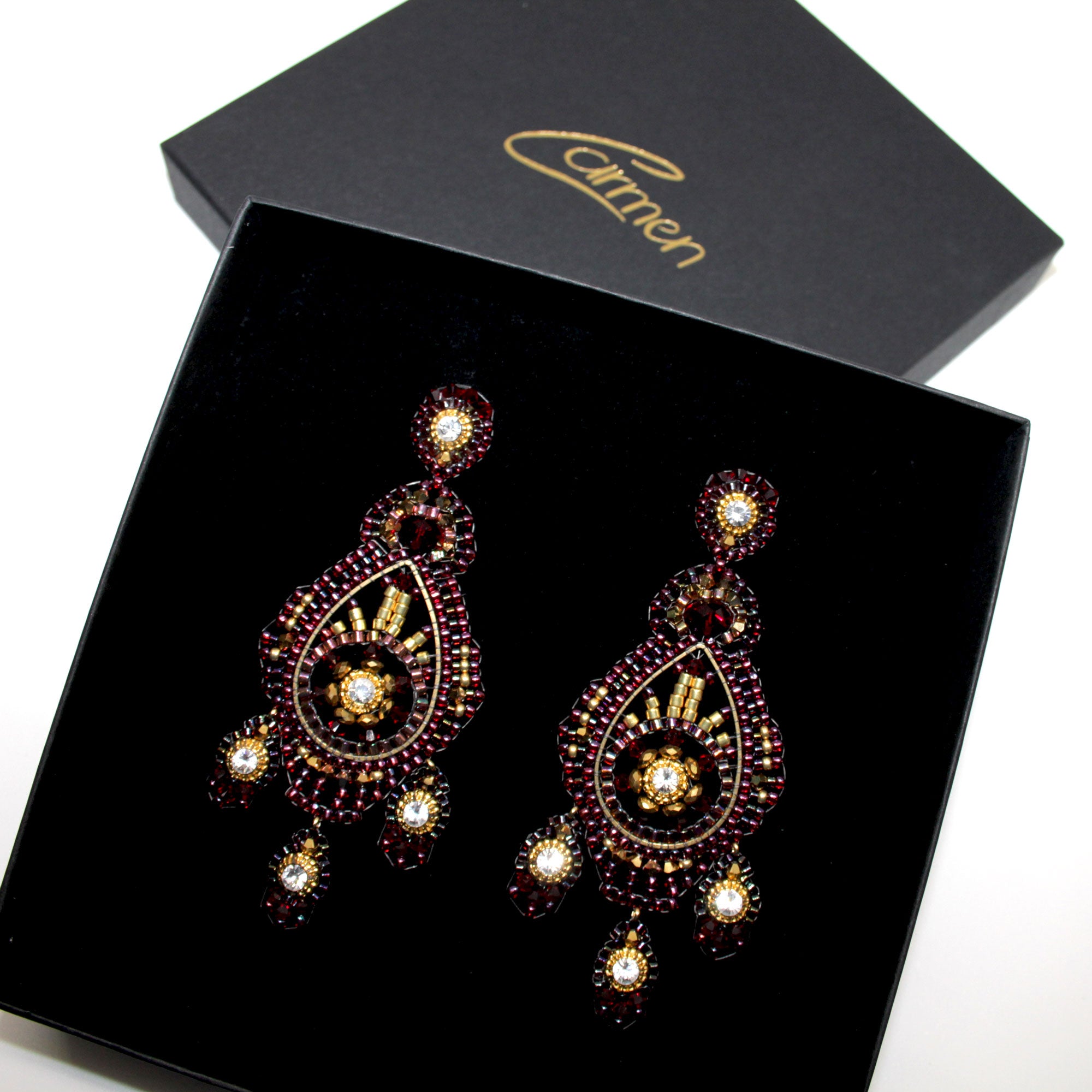 Moonlight exclusive Burgundy Ohrring handgefertigt